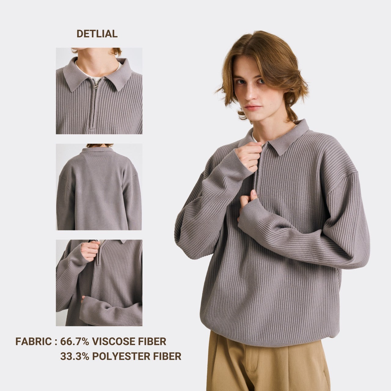 KINS | ZIP COLLAR SWEATER KN122
