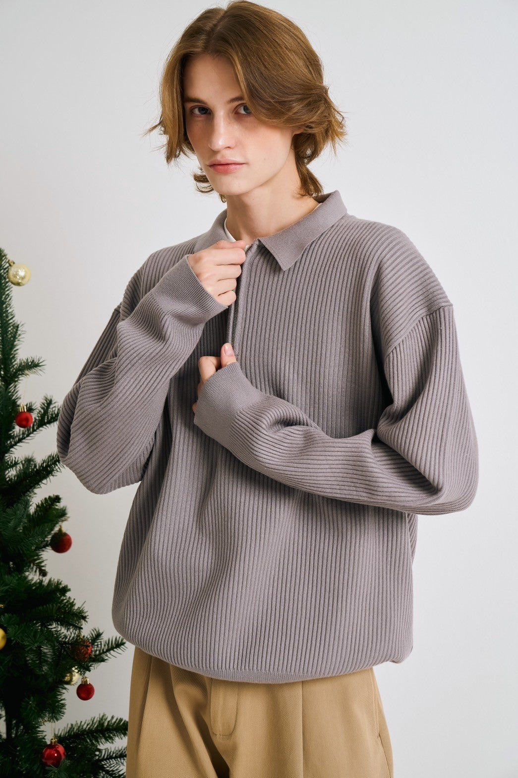 KINS | ZIP COLLAR SWEATER KN122