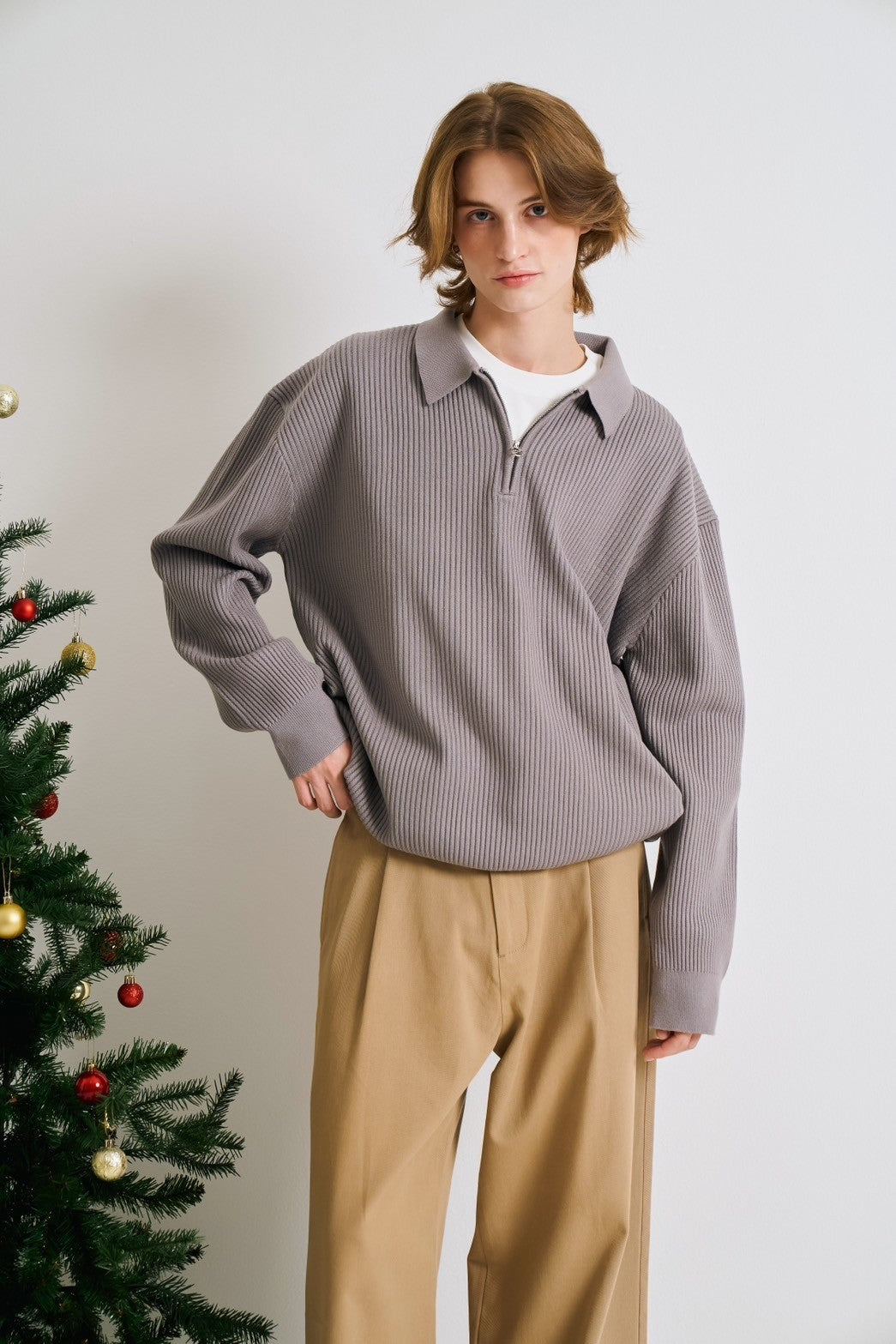 KINS | ZIP COLLAR SWEATER KN122