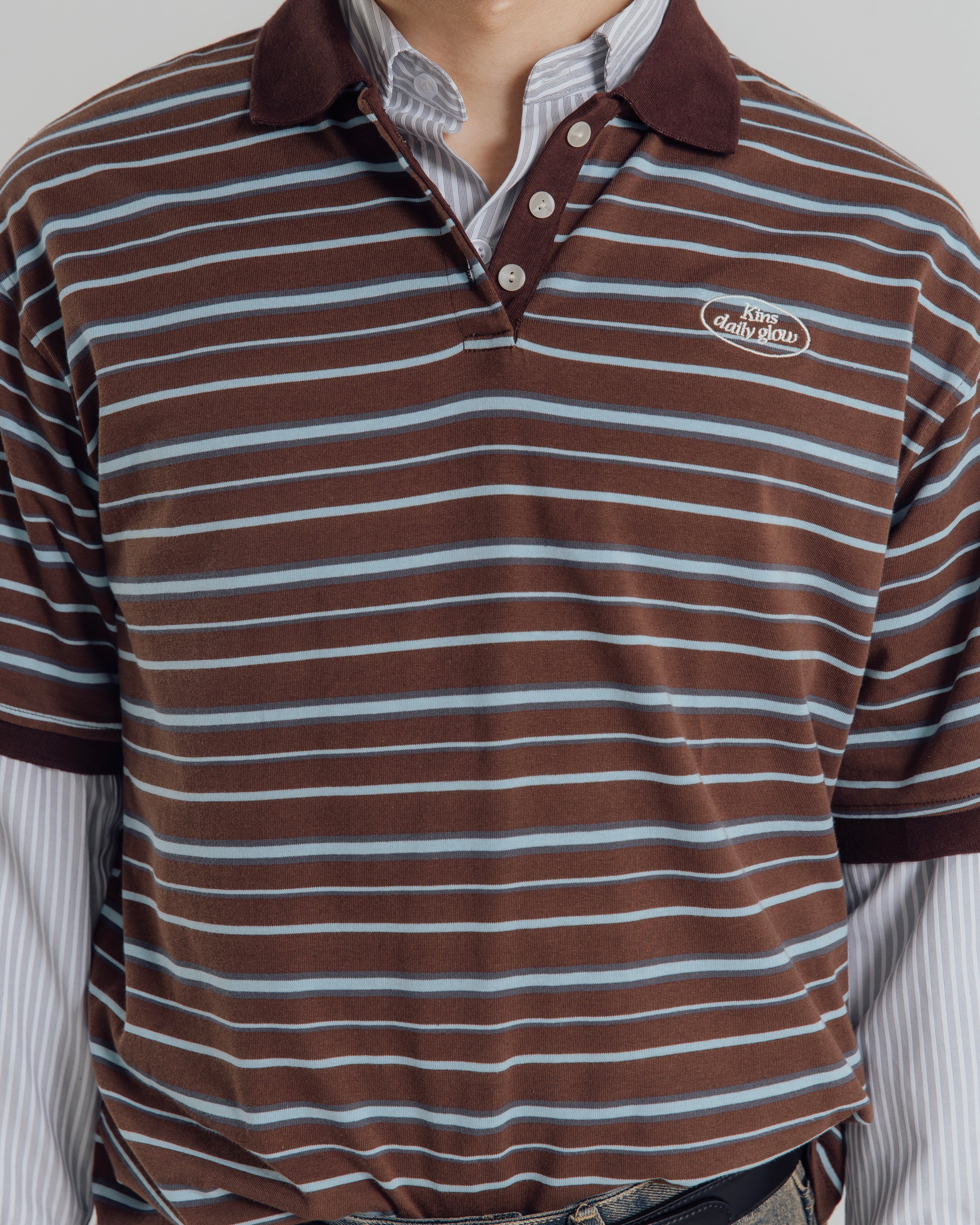 KINS 19 STUDIO |  DAILY GLOW STRIPE POLO [KN136]