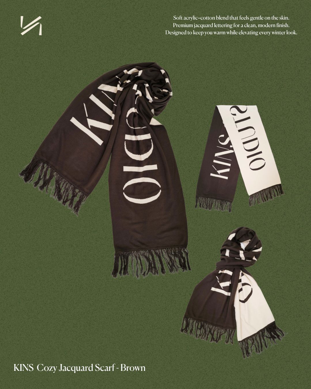 KINS 19 STUDIO | KINS Cozy Jacquard Scarf [KSC02]