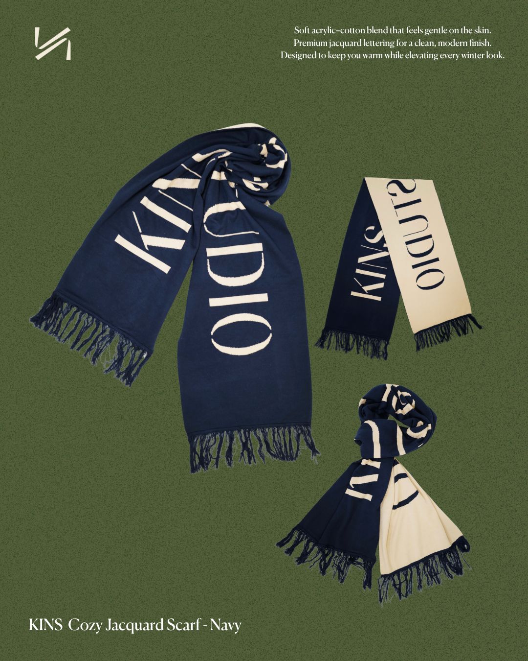 KINS 19 STUDIO | KINS Cozy Jacquard Scarf [KSC02]