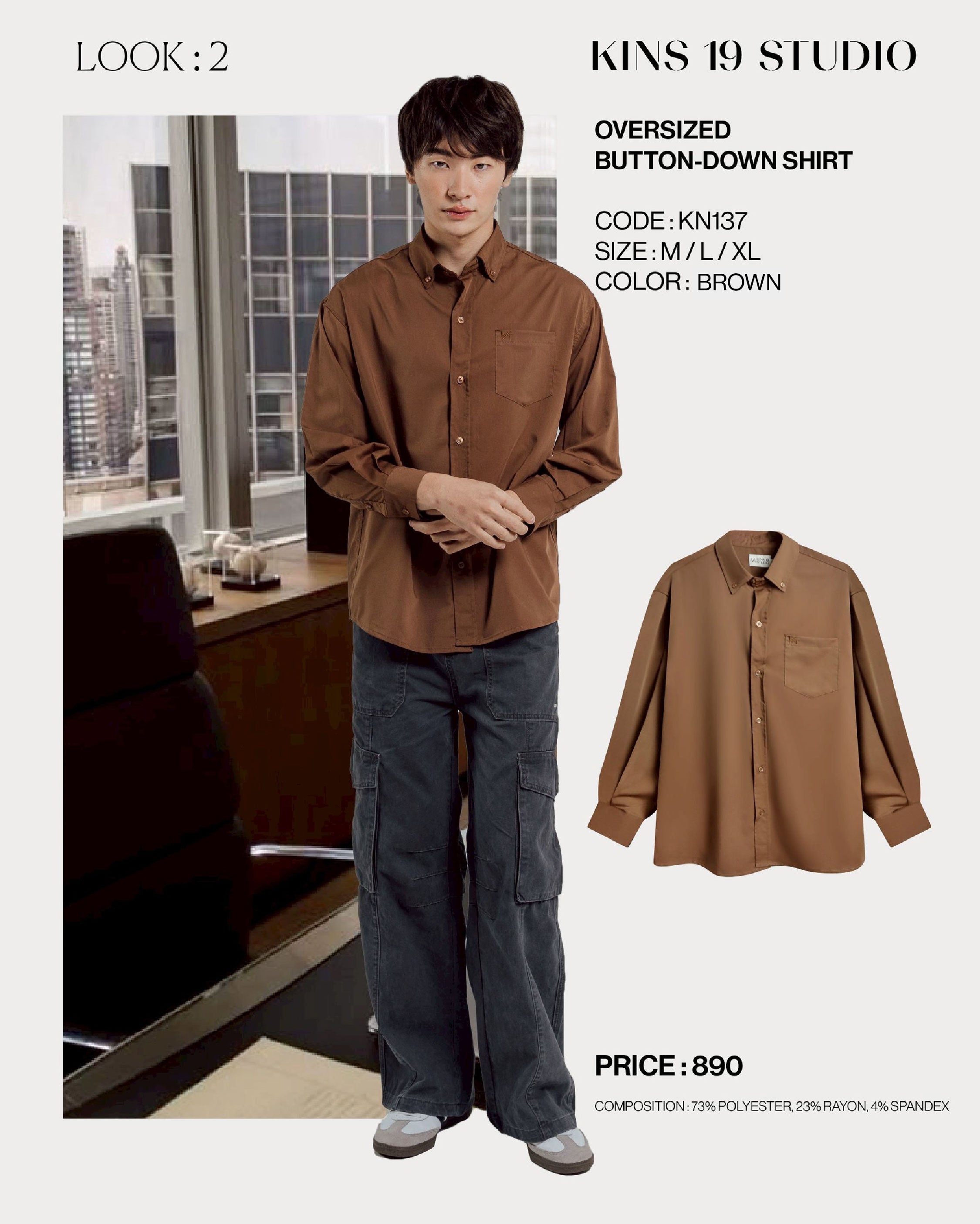 KINS 19 STUDIO | OVERSIZED BUTTON-DOWN SHIRT [KN137]