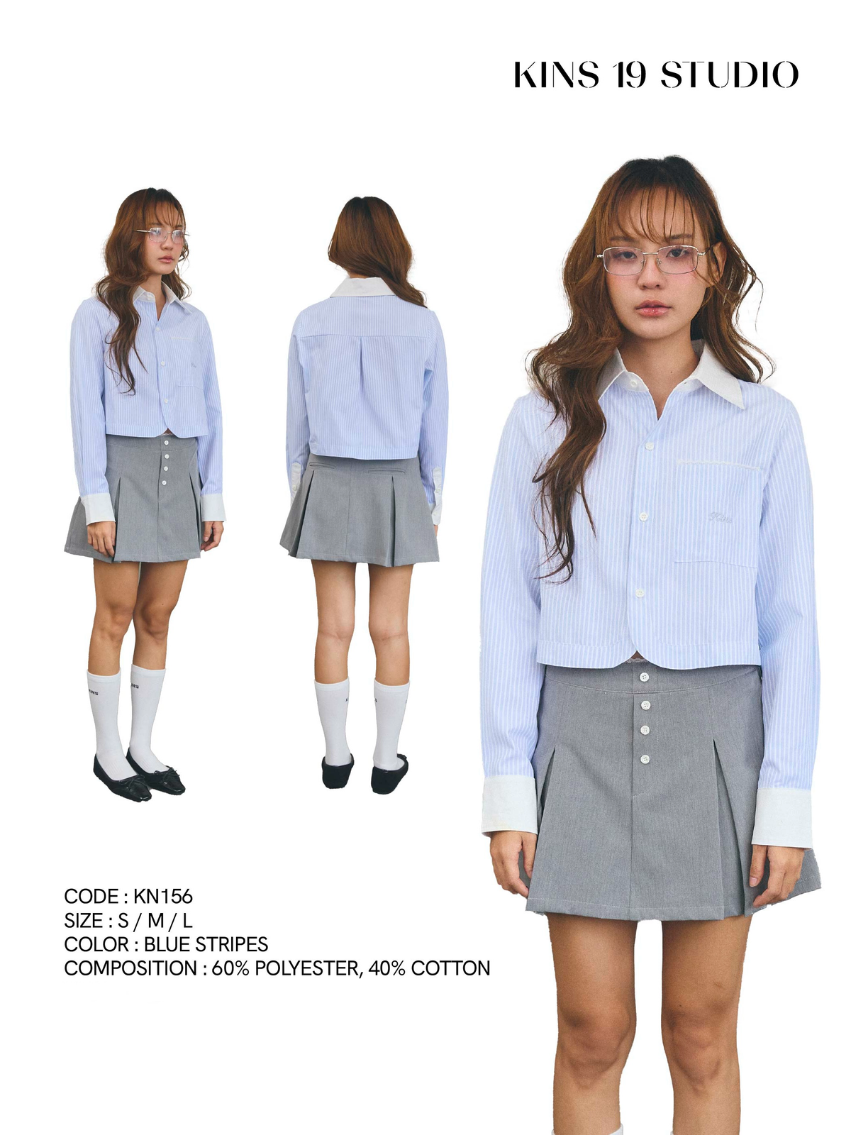 KINS 19 STUDIO |  KINS Cropped Stripes Shirt [KN156]