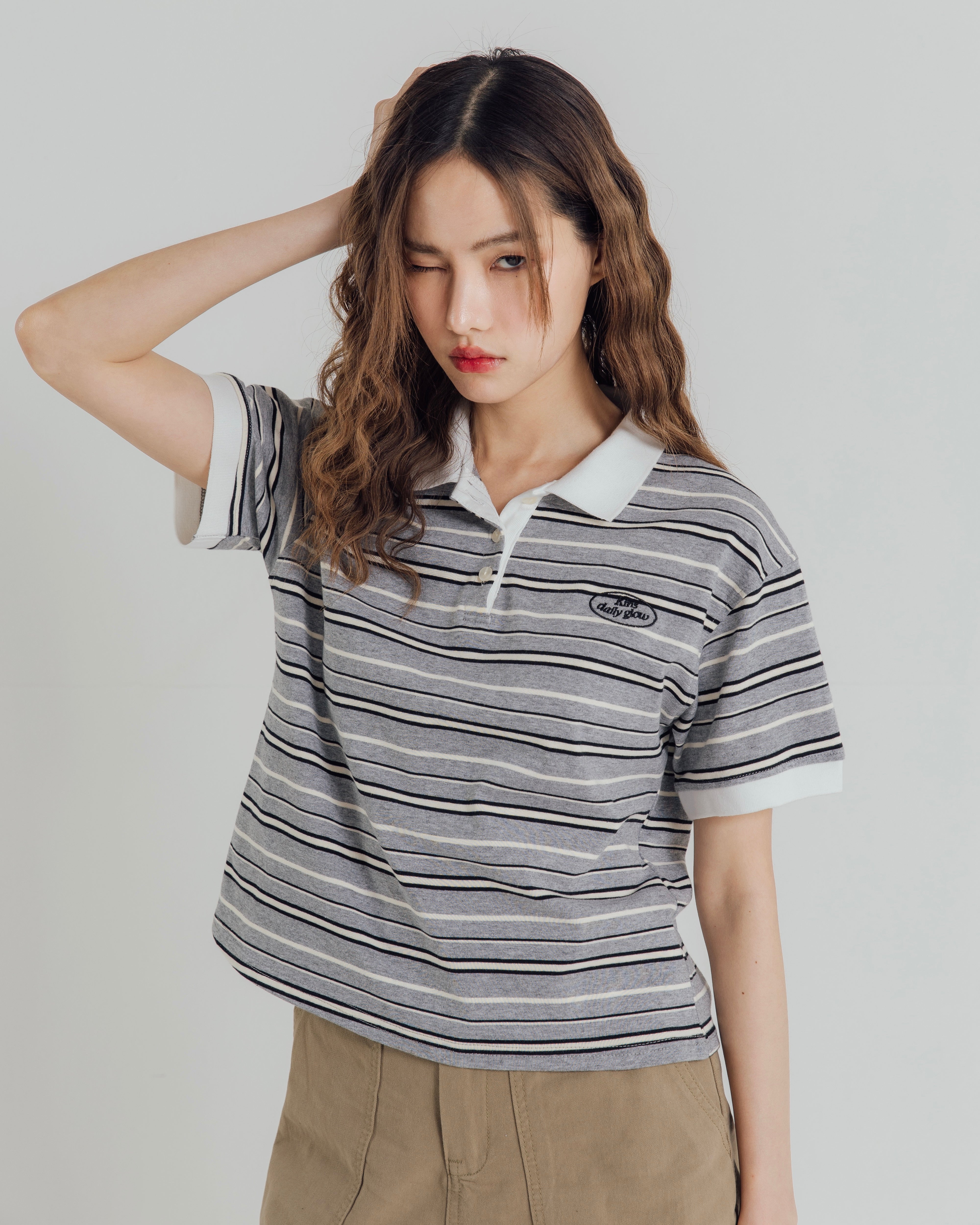 KINS 19 STUDIO |  DAILY GLOW STRIPE POLO [KN136]