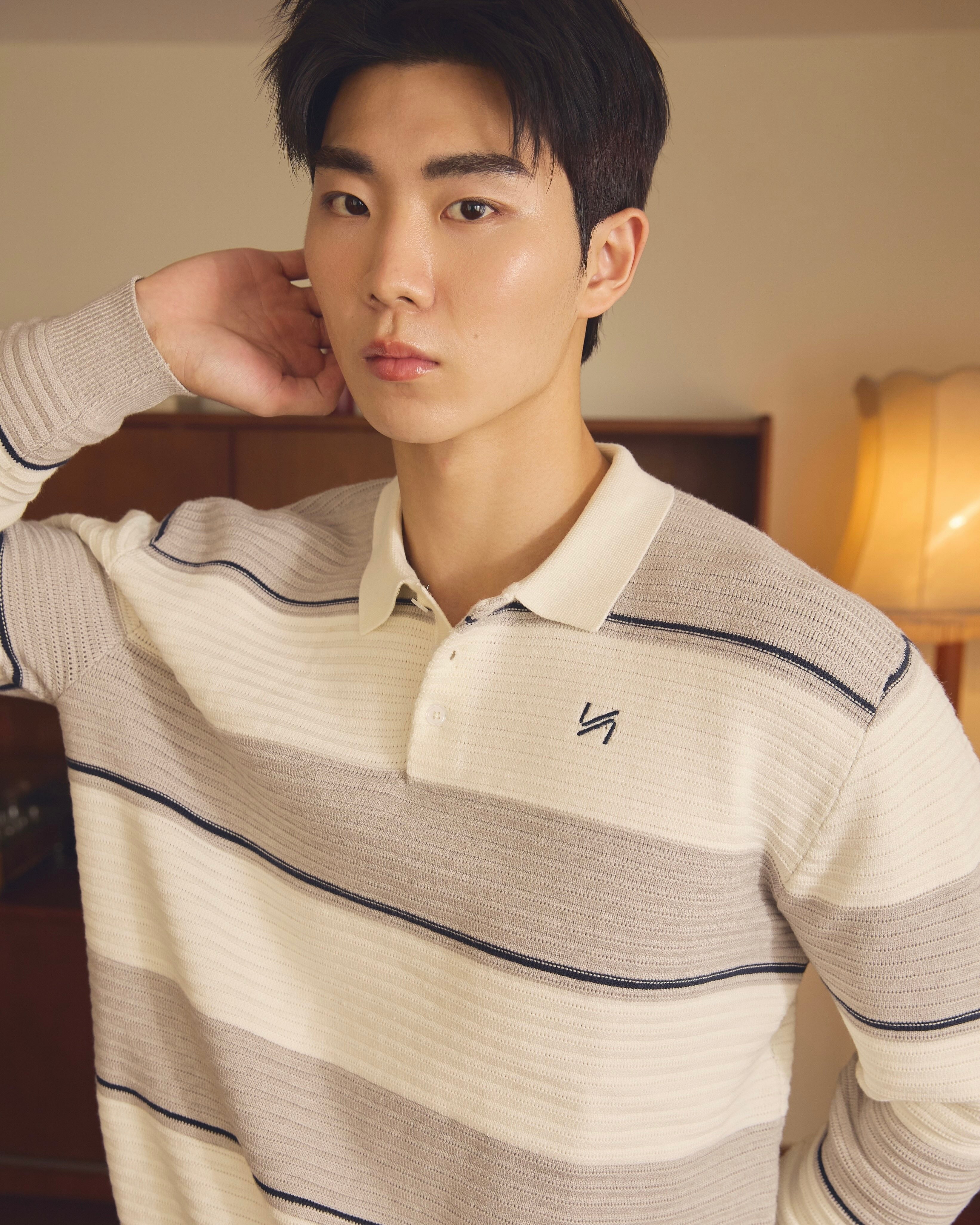 KINS Stripe Knit Polo Sweater [KN144]