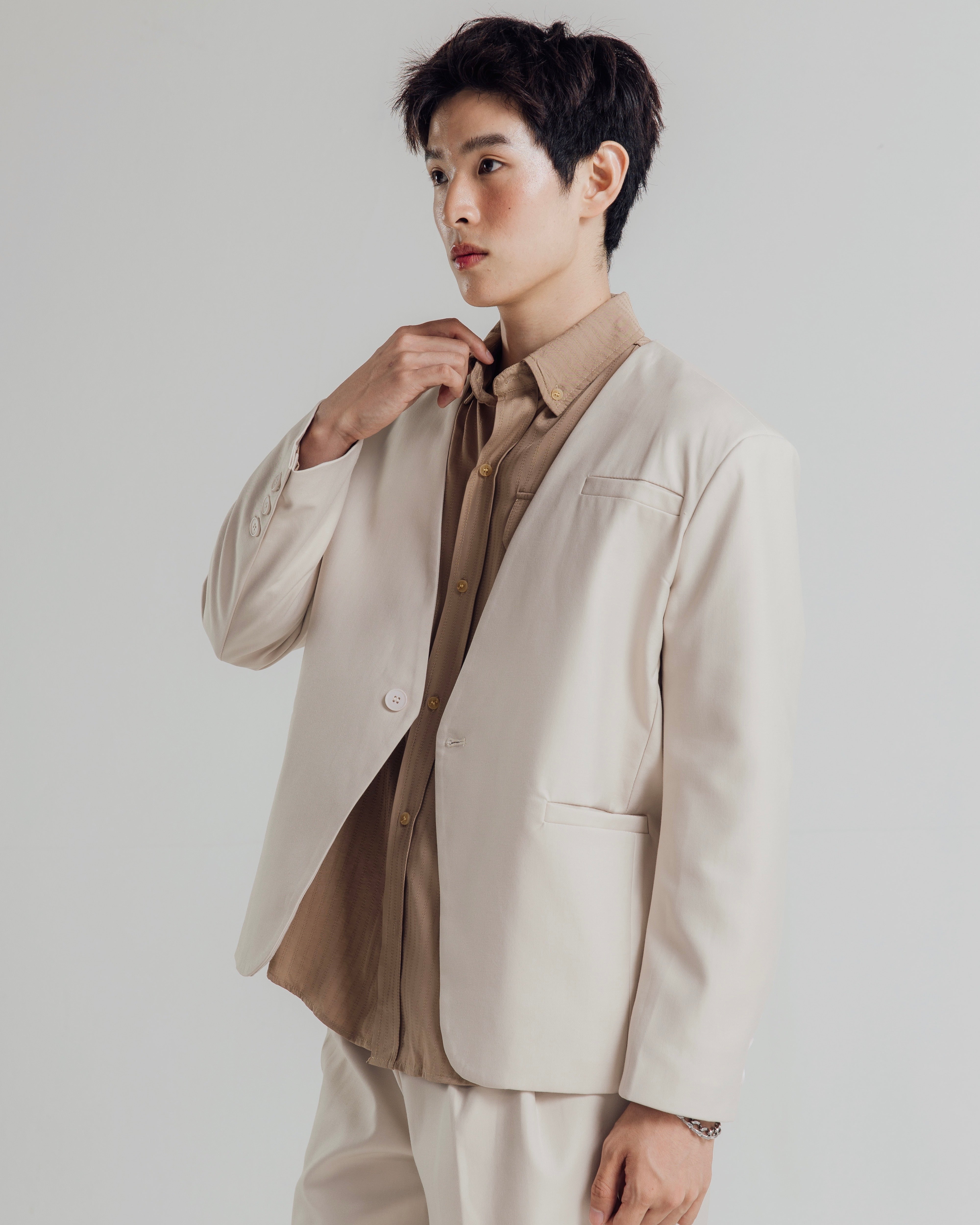 KINS 19 STUDIO |  COLLARLESS BLAZER  [KN321]