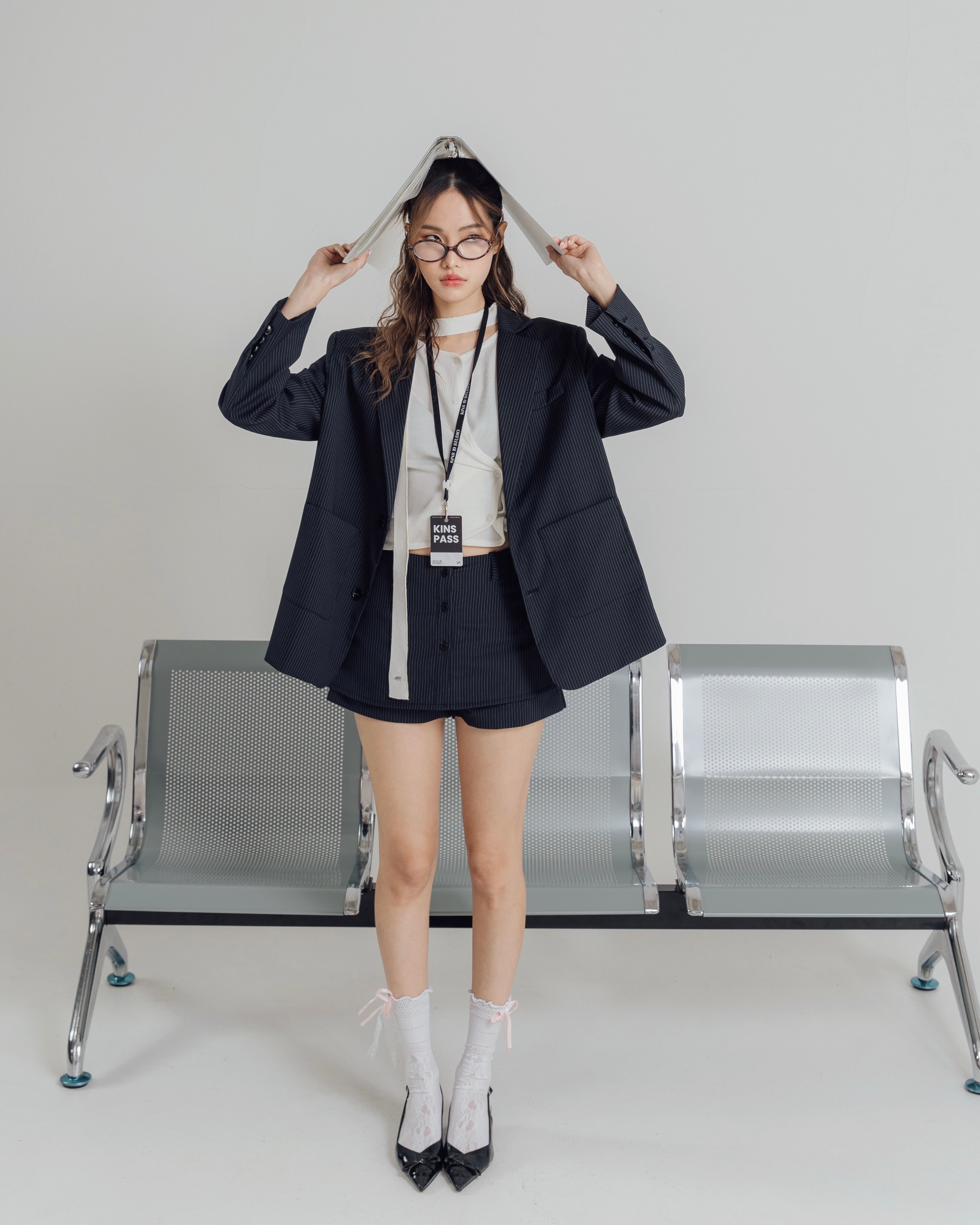 KINS 19 STUDIO | PINSTRIPE OVERSIZED BLAZER [KN322]