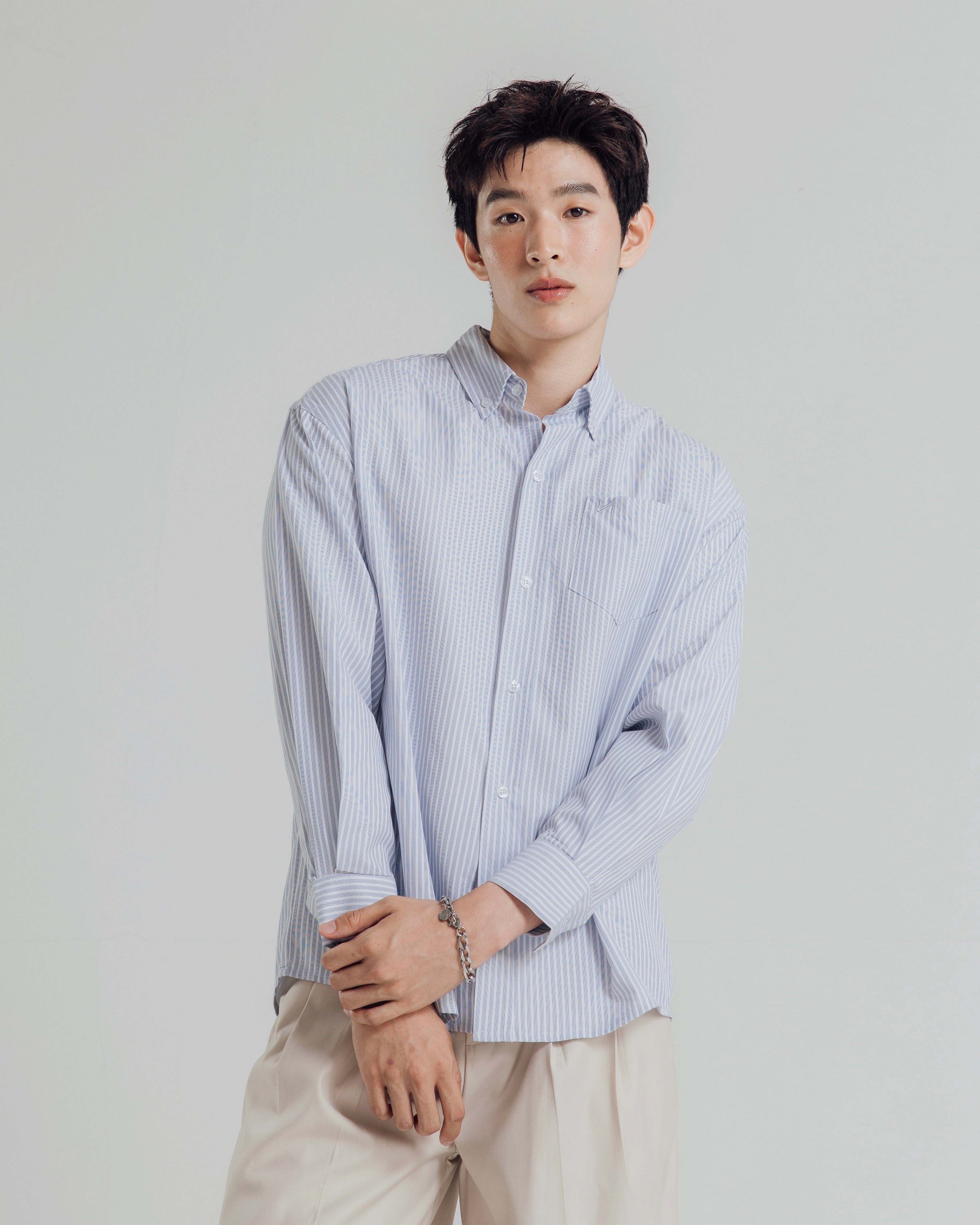 KINS 19 STUDIO |  CLASSIC STRIPED OVERSIZE  SHIRT [KN138]