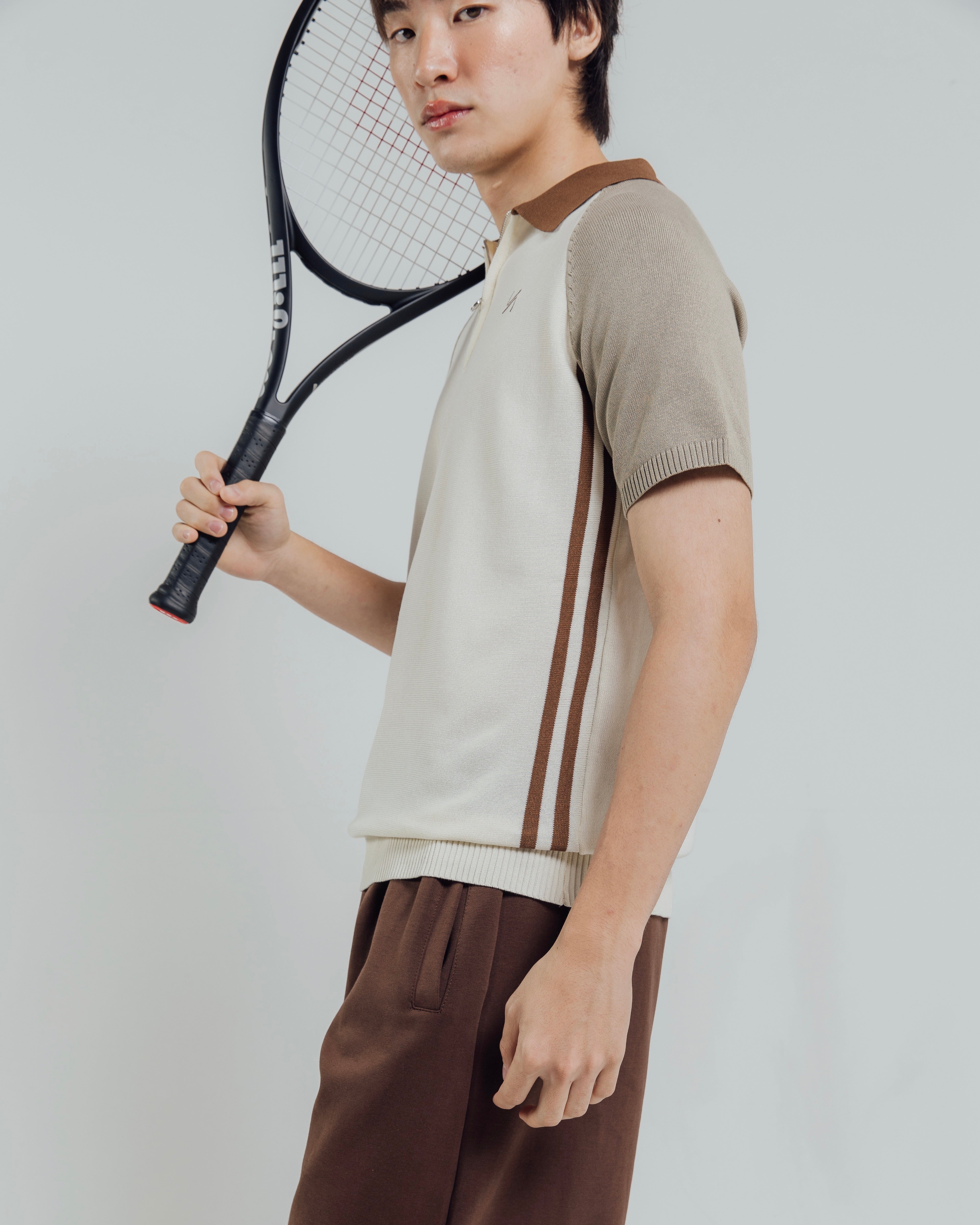 KINS 19 STUDIO | GLOWZIP KNIT POLO [KN129]