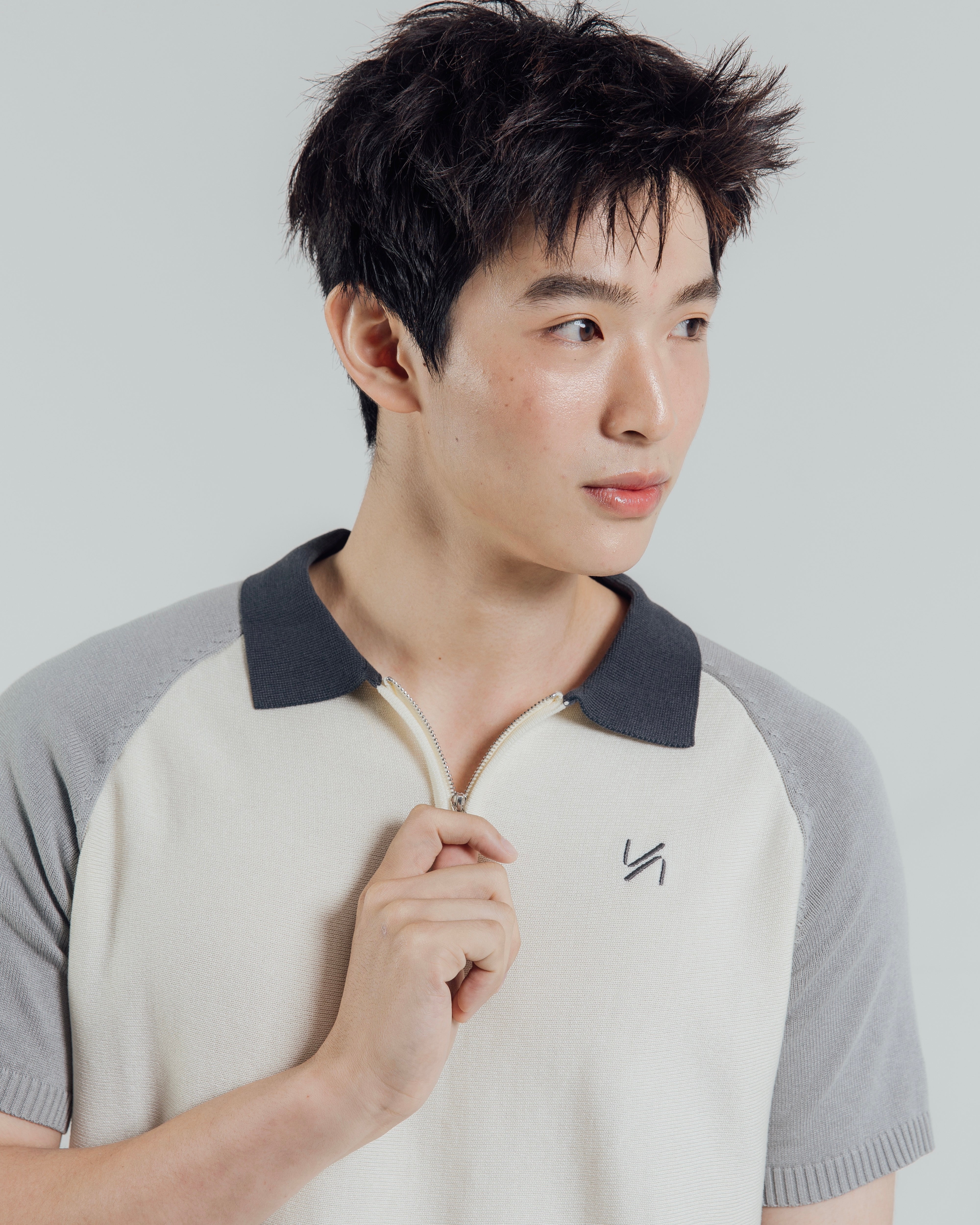 KINS 19 STUDIO | GLOWZIP KNIT POLO [KN129]