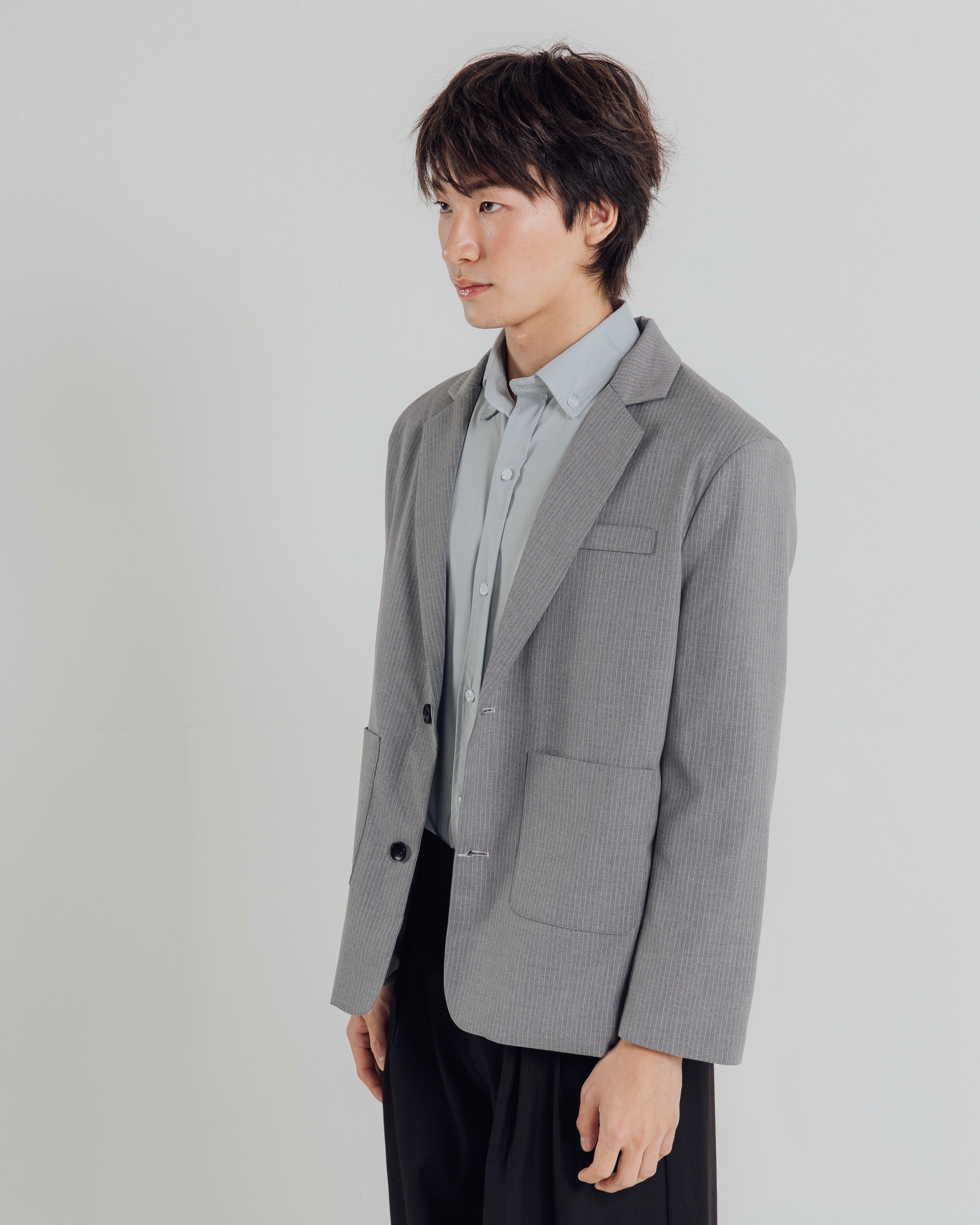KINS 19 STUDIO | PINSTRIPE OVERSIZED BLAZER [KN322]