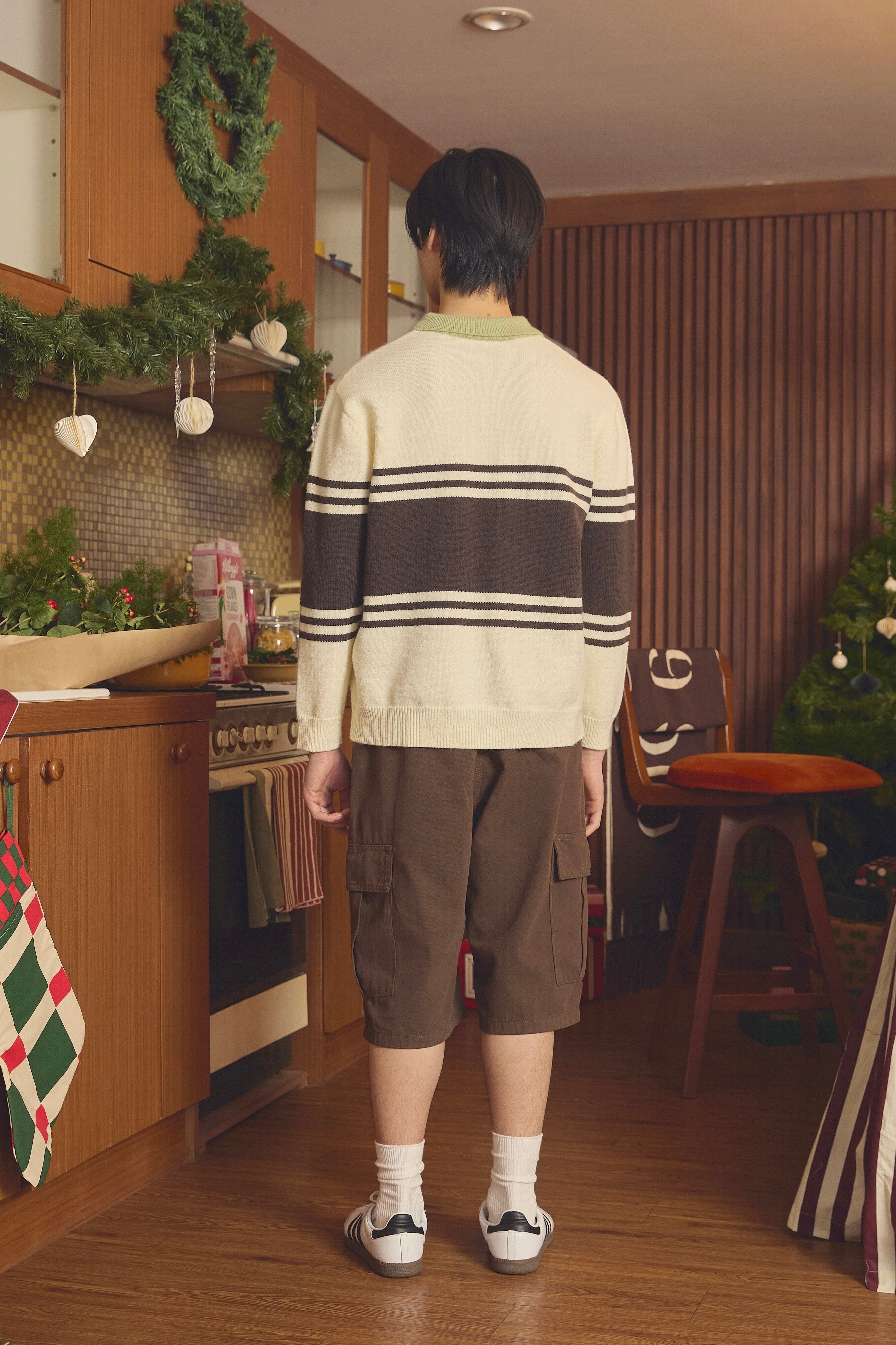 AfterGlow Stripes Polo Sweater [KN139]