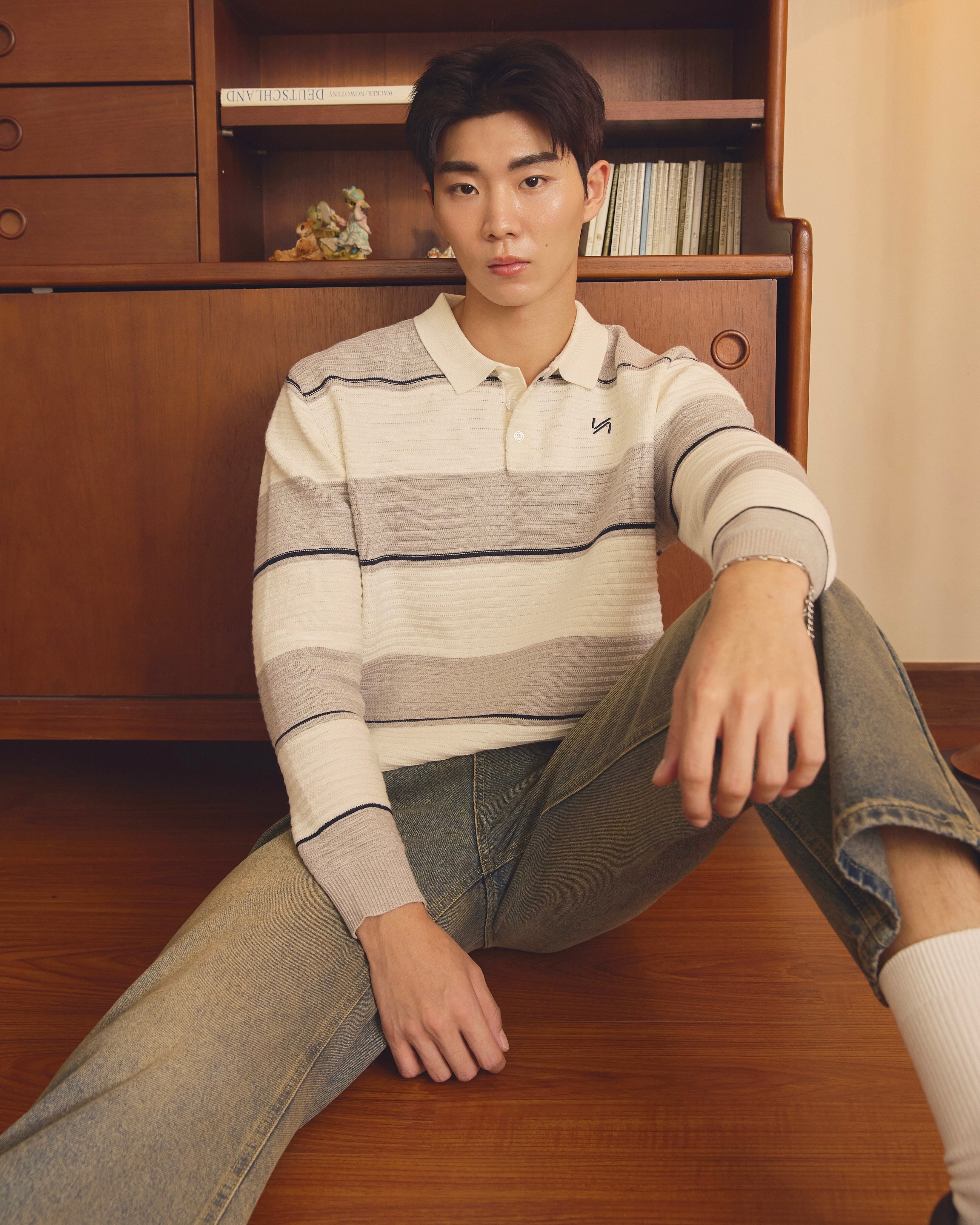 KINS Stripe Knit Polo Sweater [KN144]