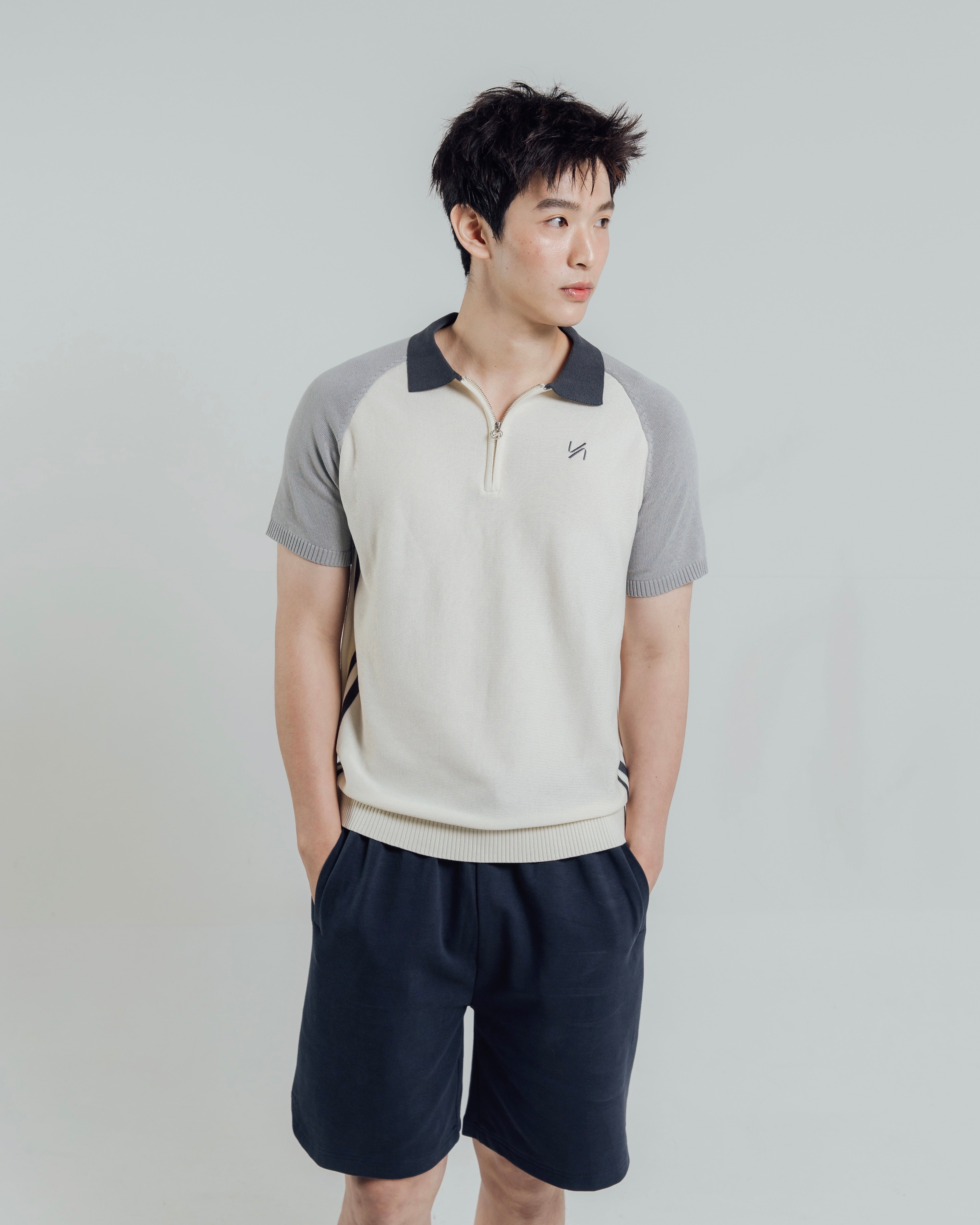 KINS 19 STUDIO | GLOWZIP KNIT POLO [KN129]