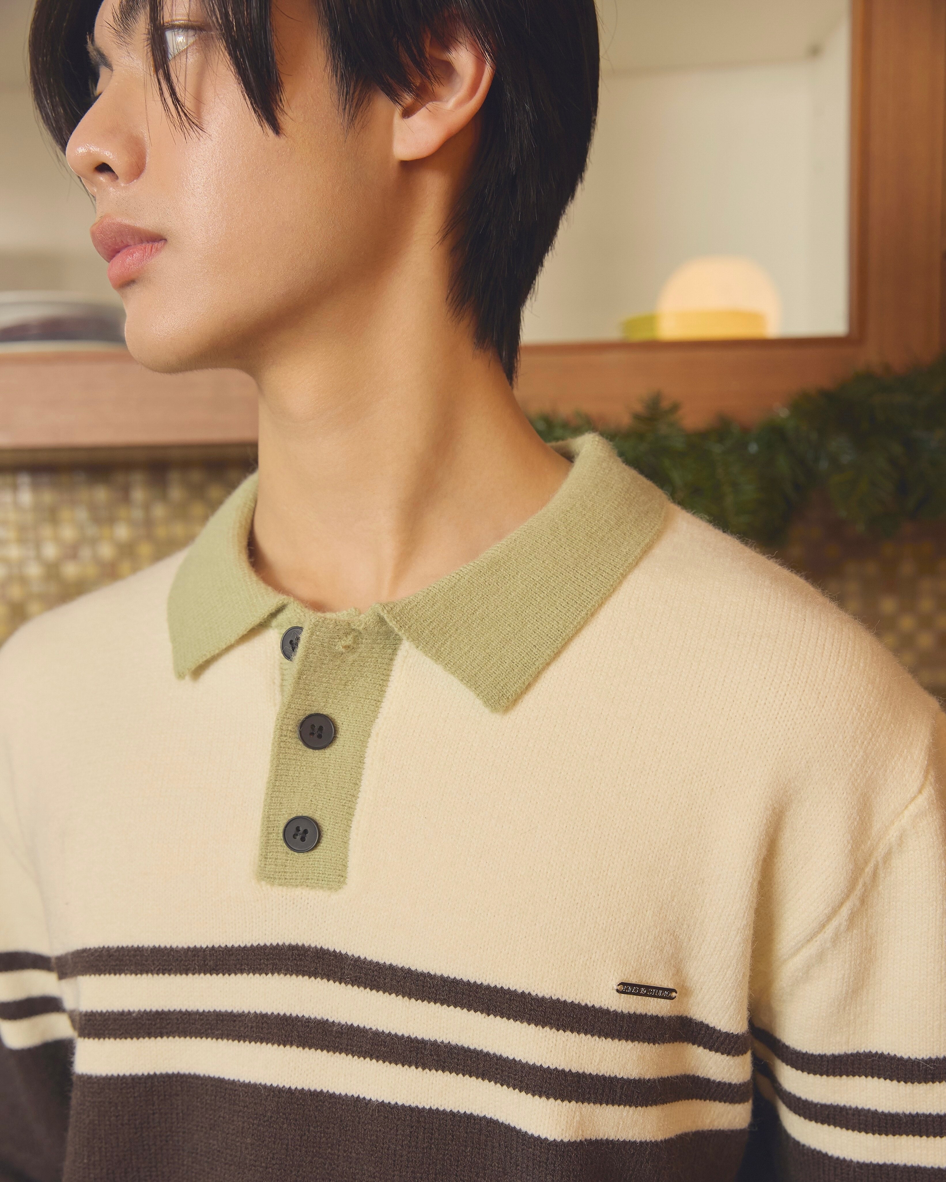 AfterGlow Stripes Polo Sweater [KN139]