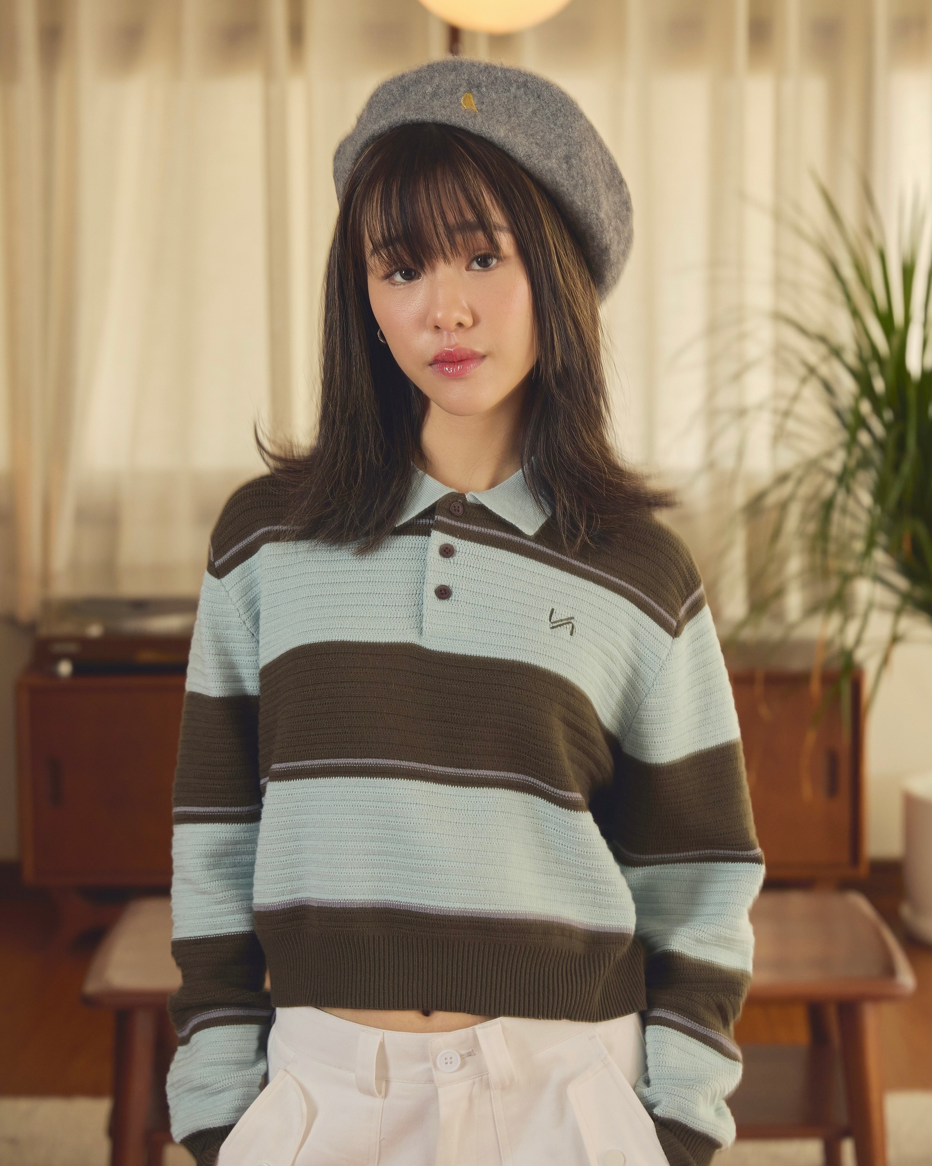 KINS Stripe Knit Polo Sweater [KN144]