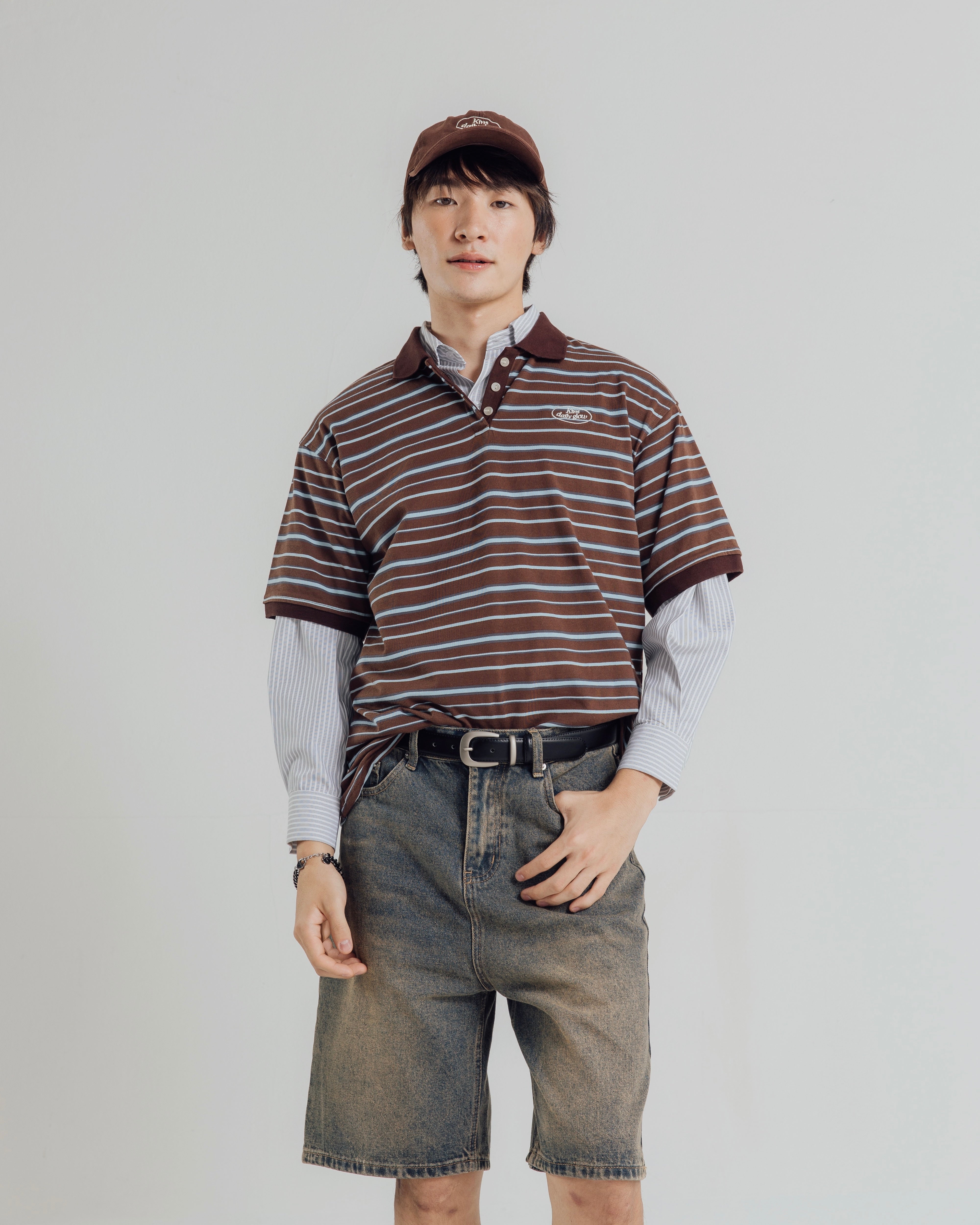 KINS 19 STUDIO |  DAILY GLOW STRIPE POLO [KN136]