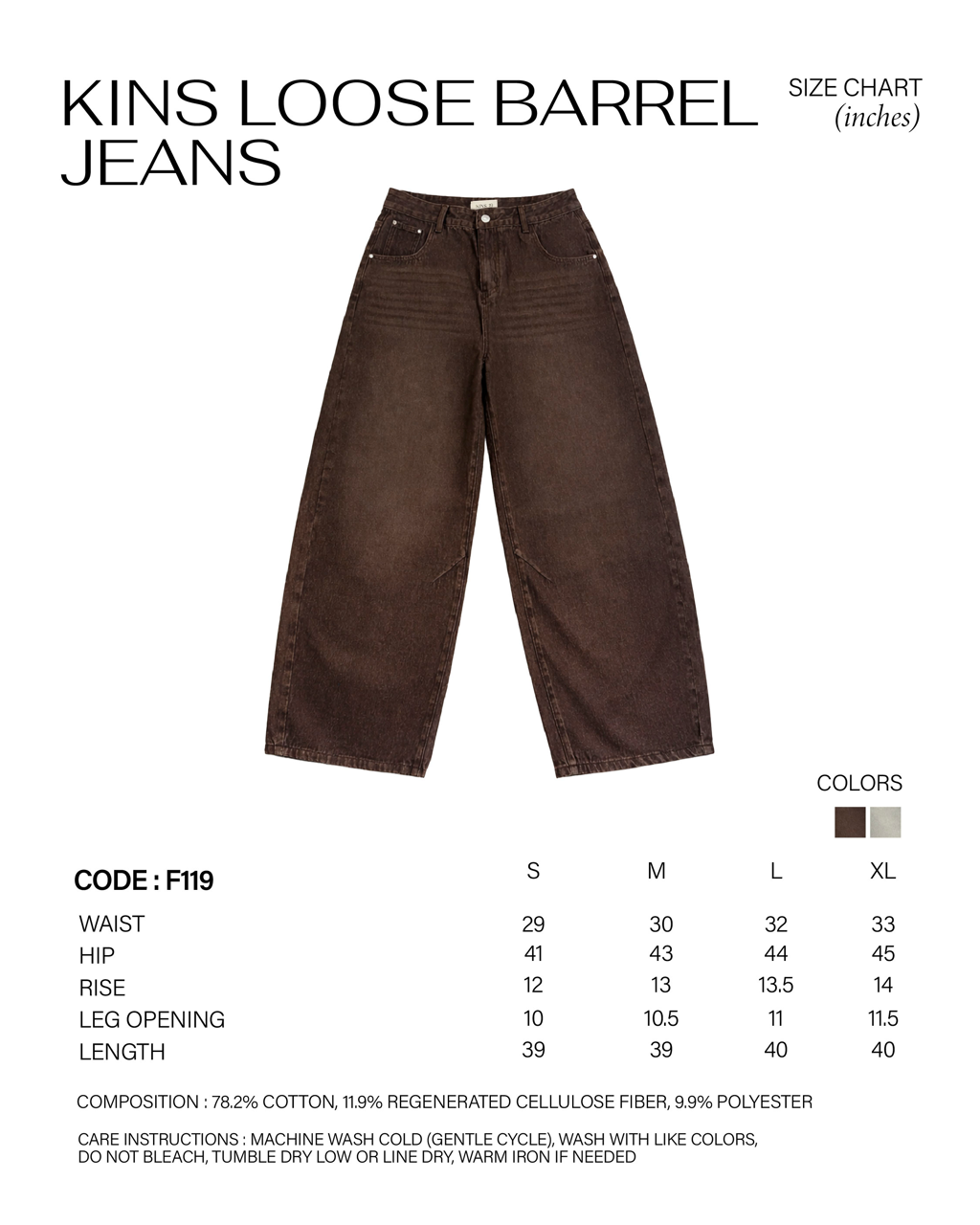 KINS LOOSE BARREL JEANS [F119]