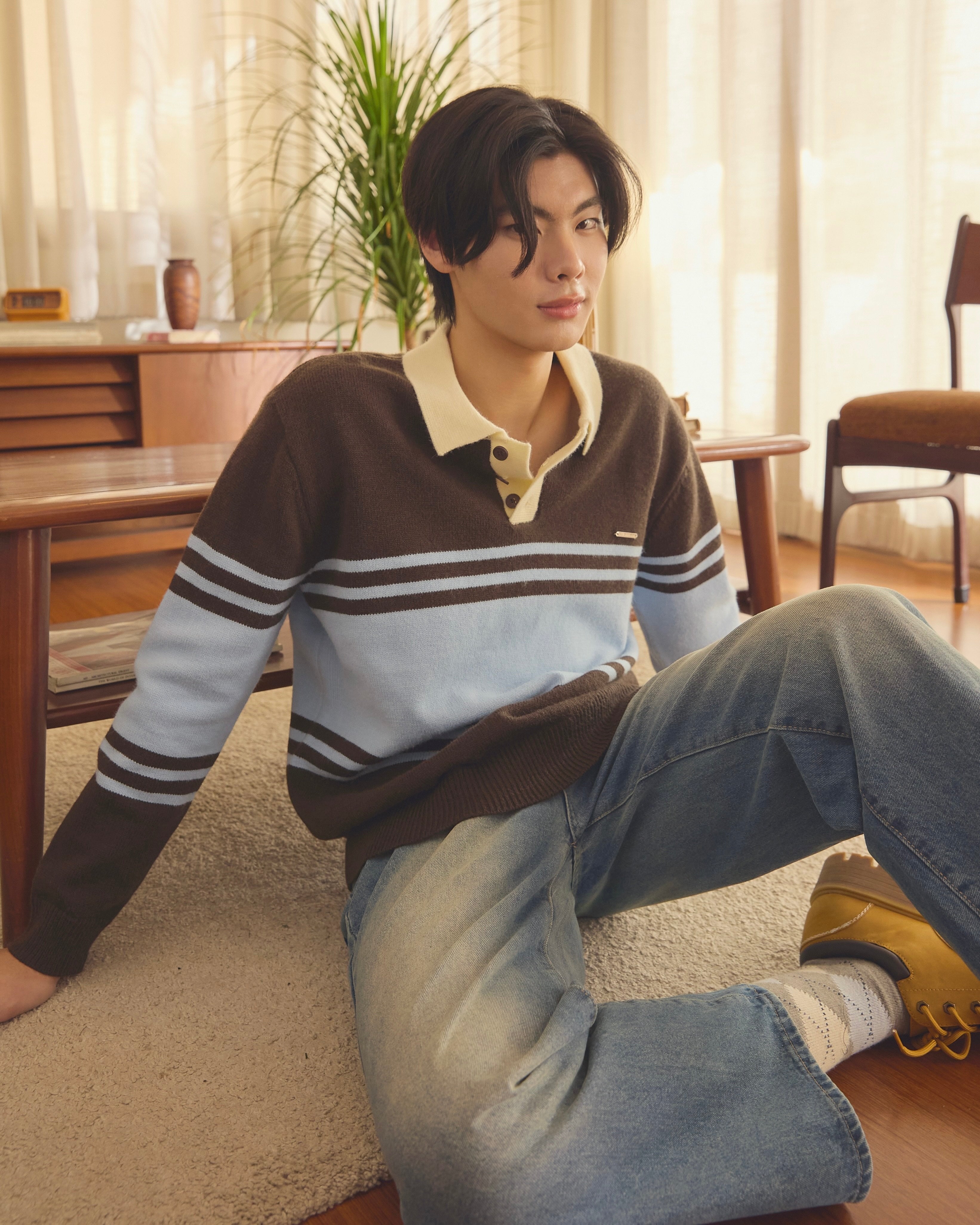 AfterGlow Stripes Polo Sweater [KN139]