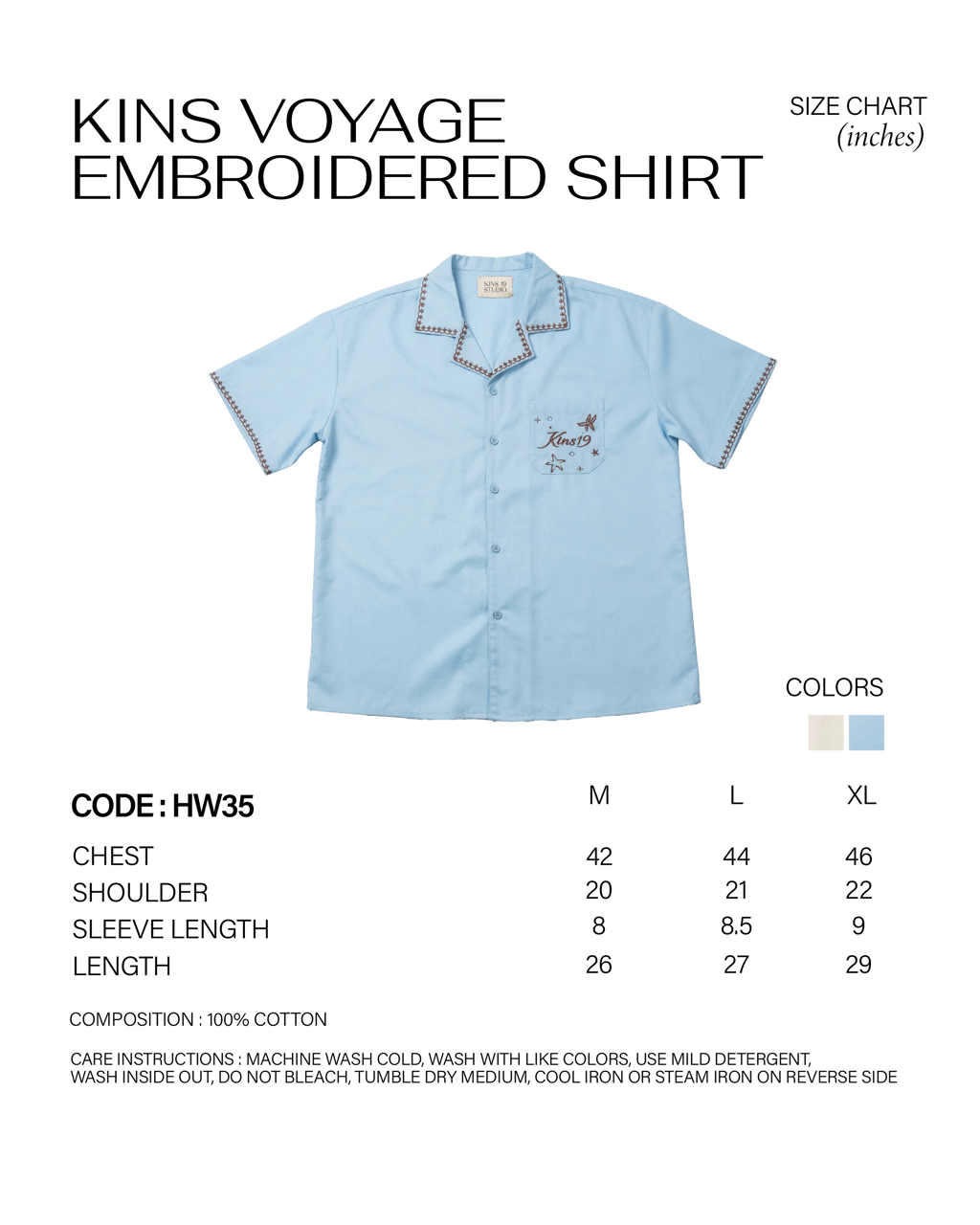 KINS Voyage Embroidered Shirt [HW35]