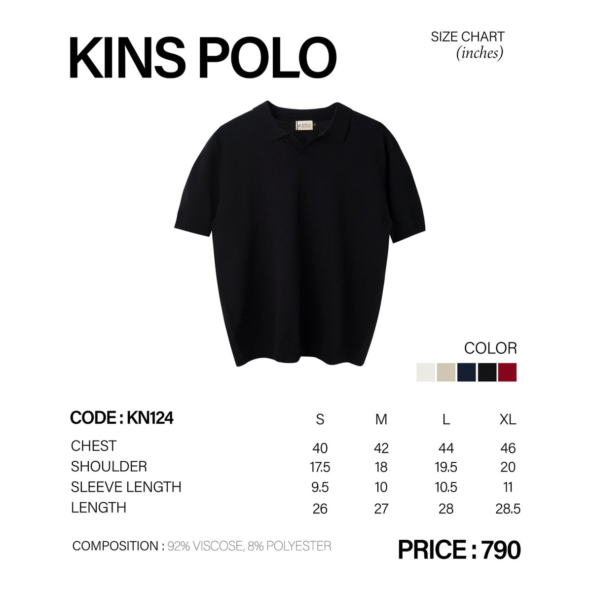 KINS | POLO KN124 size chart