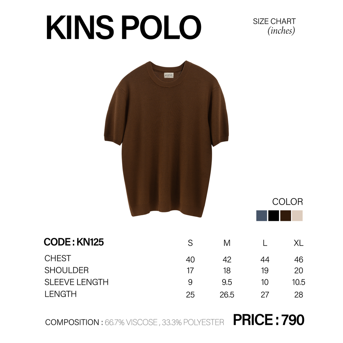 KINS | POLO KN125 size chart