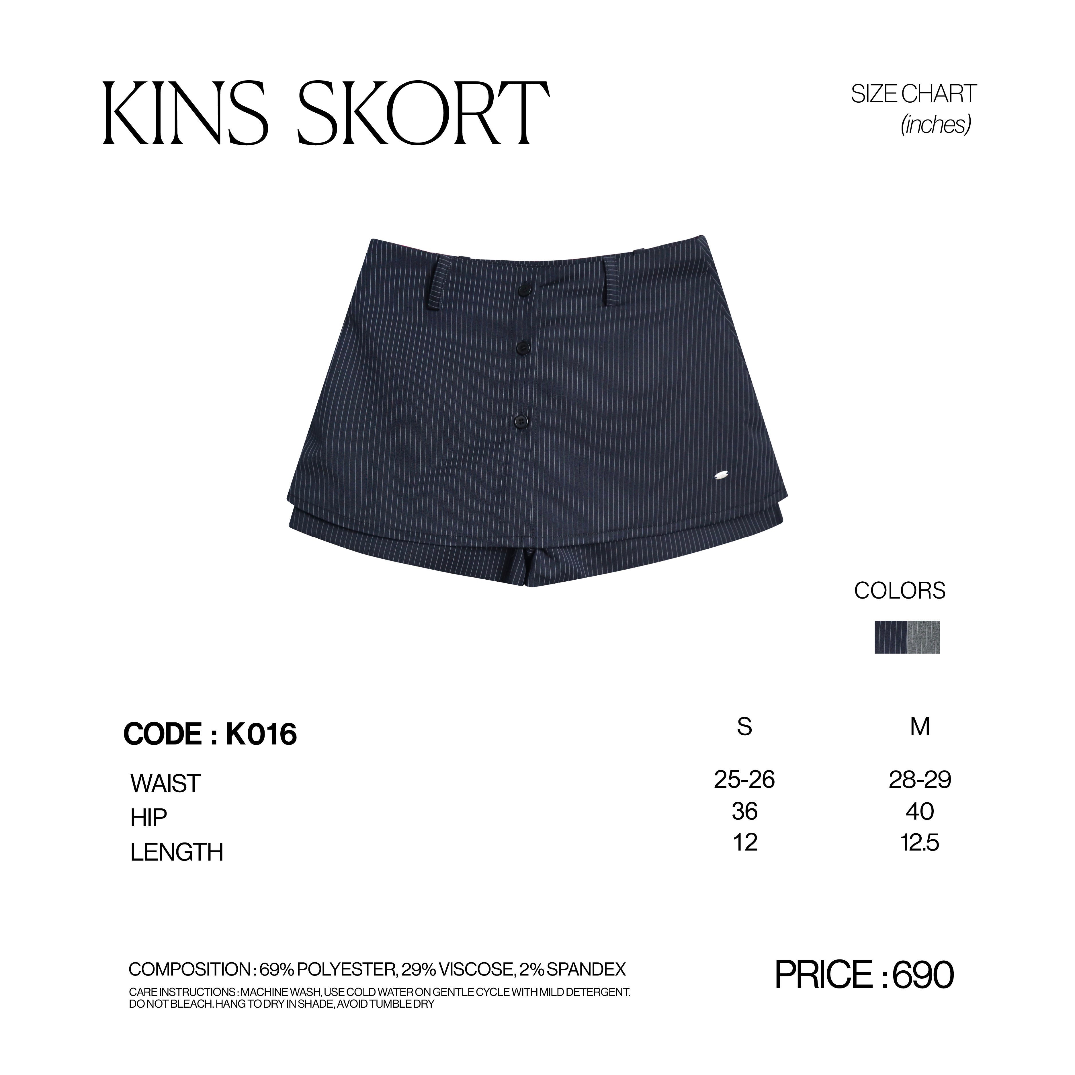 KINS 19 STUDIO | LAYERED PINSTRIPE SKORT [K016]