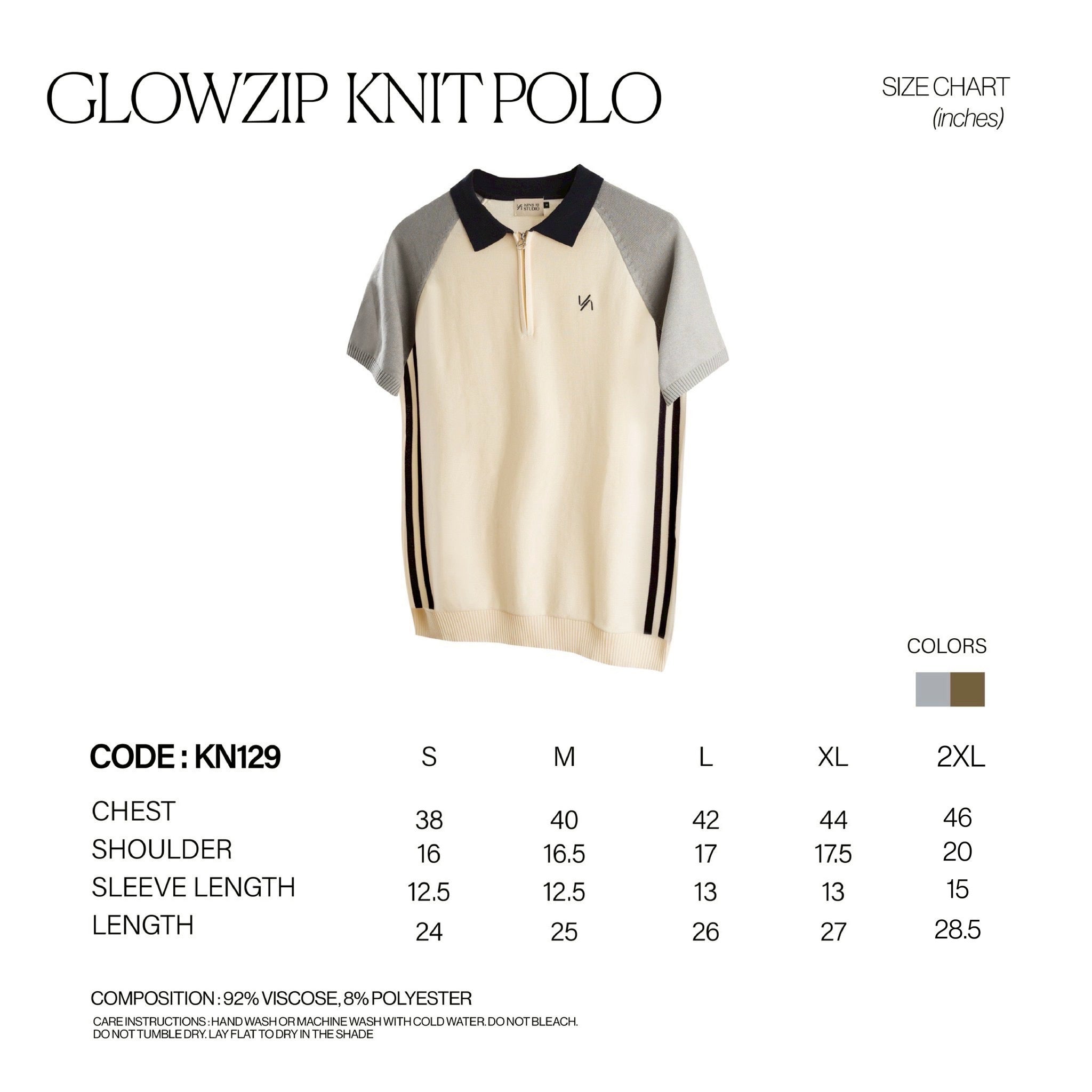 KINS 19 STUDIO | GLOWZIP KNIT POLO [KN129]