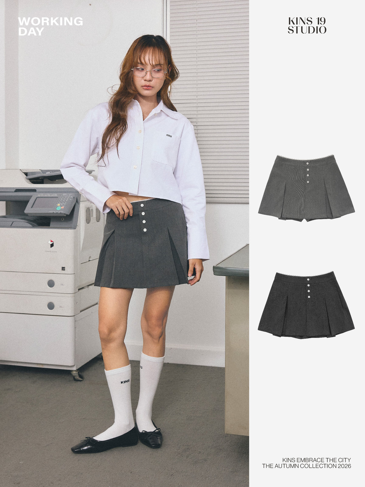 KINS 19 STUDIO |  KINS Lace-Trim Pleated Skort [K022]