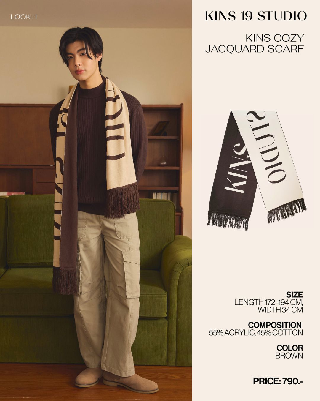 KINS 19 STUDIO | KINS Cozy Jacquard Scarf [KSC02]