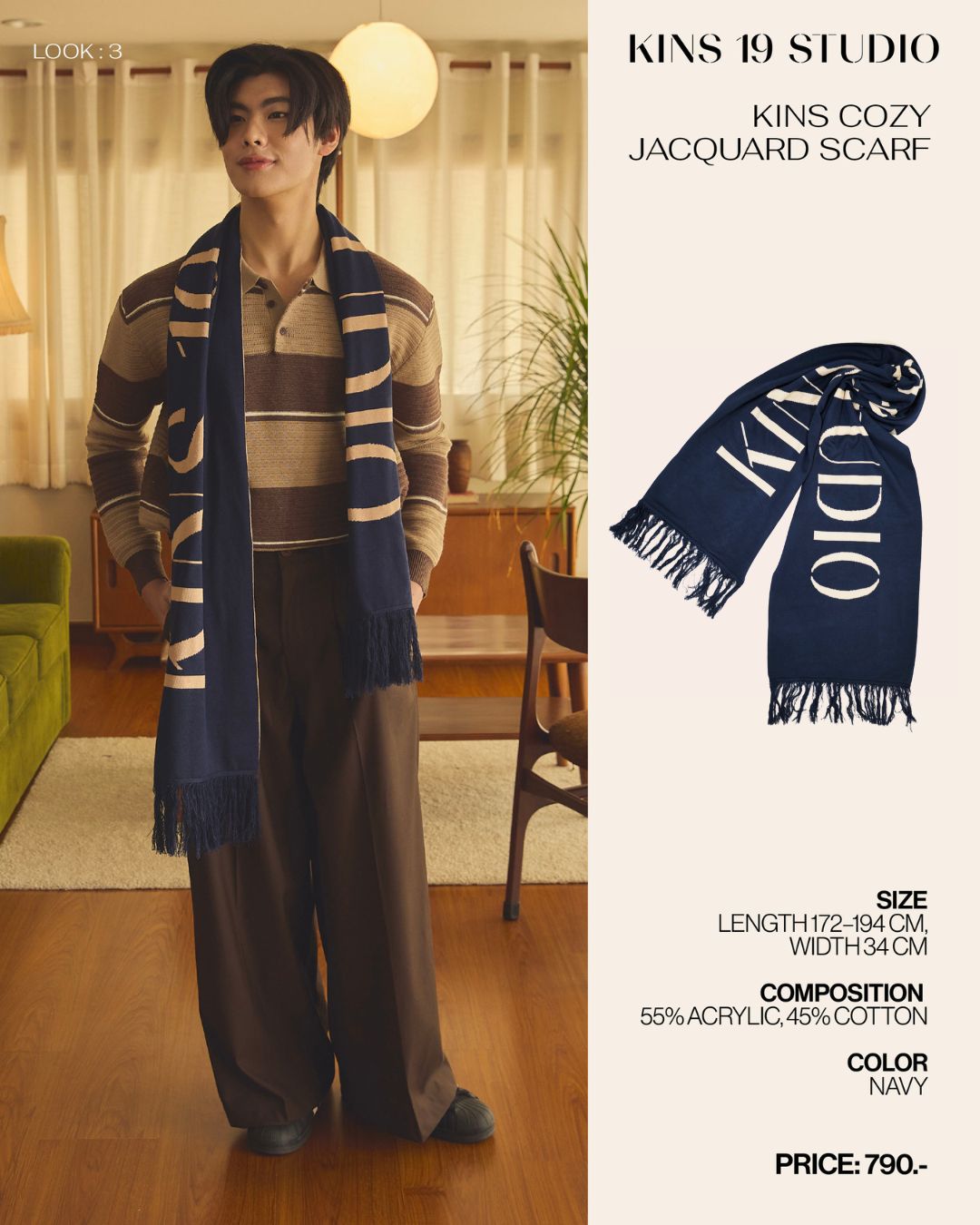 KINS 19 STUDIO | KINS Cozy Jacquard Scarf [KSC02]