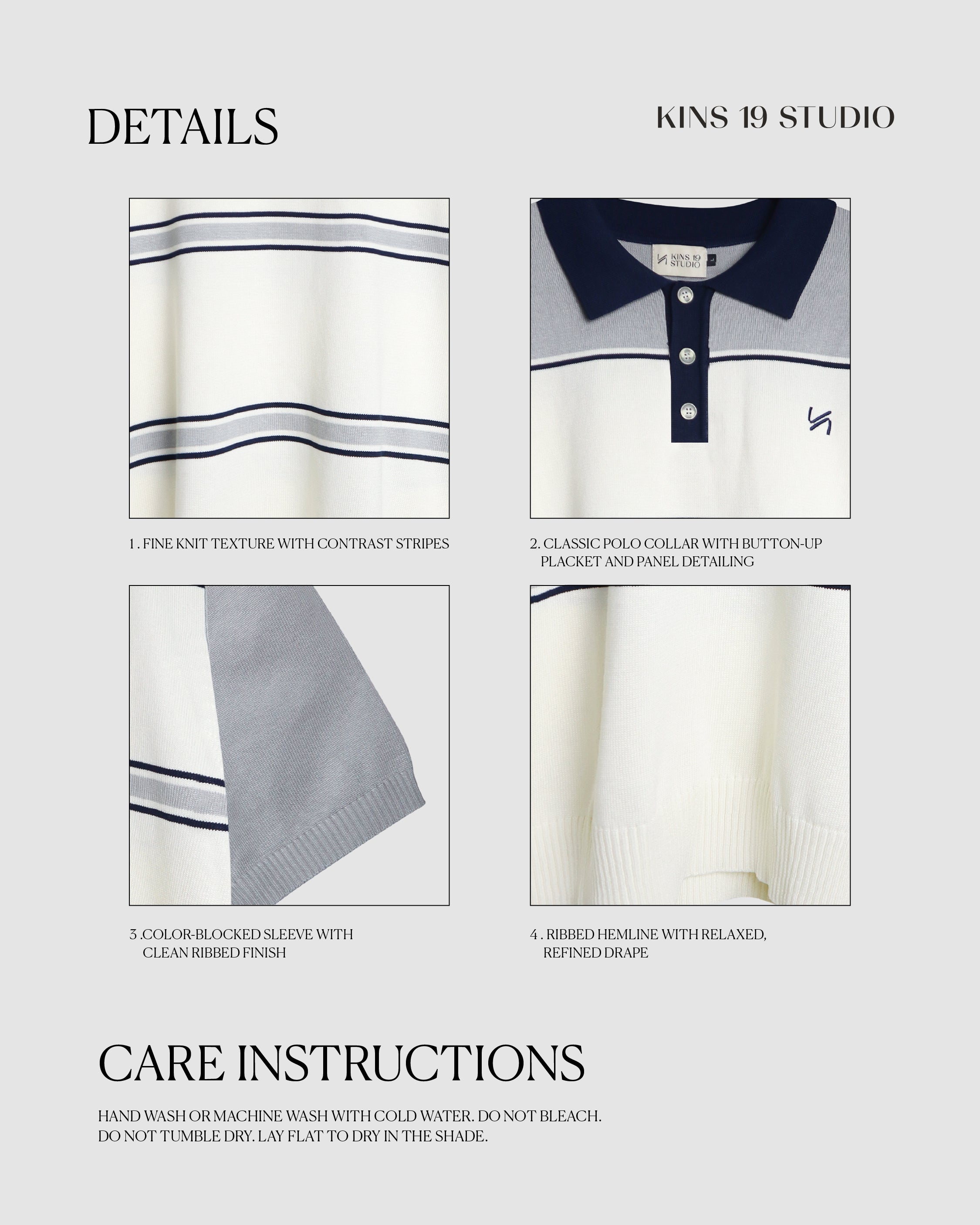KINS 19 STUDIO | PANEL KNIT POLO [KN127]
