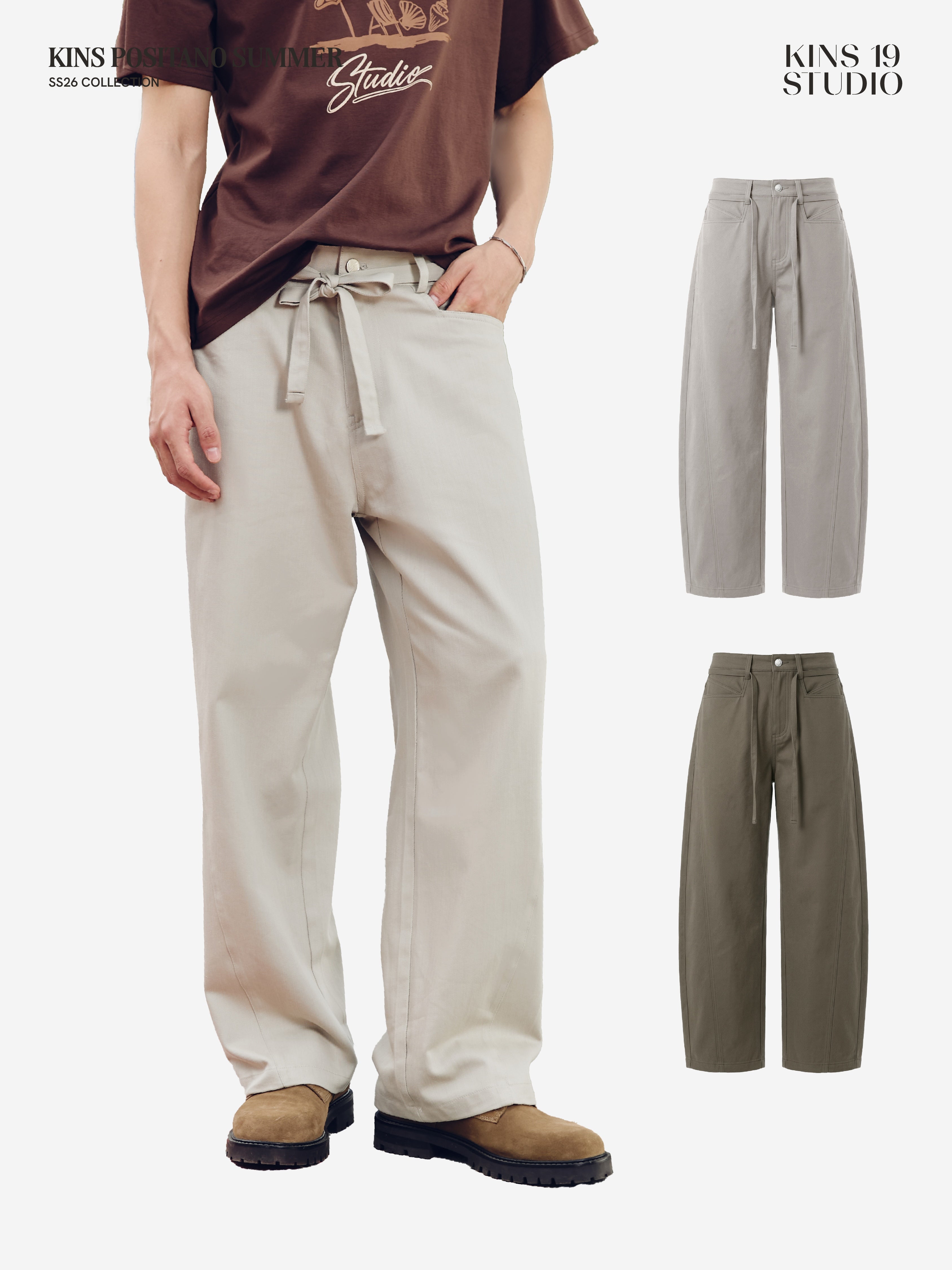 KINS 19 STUDIO |  KINS Detachable-Tie Barrel Trousers [KN231]