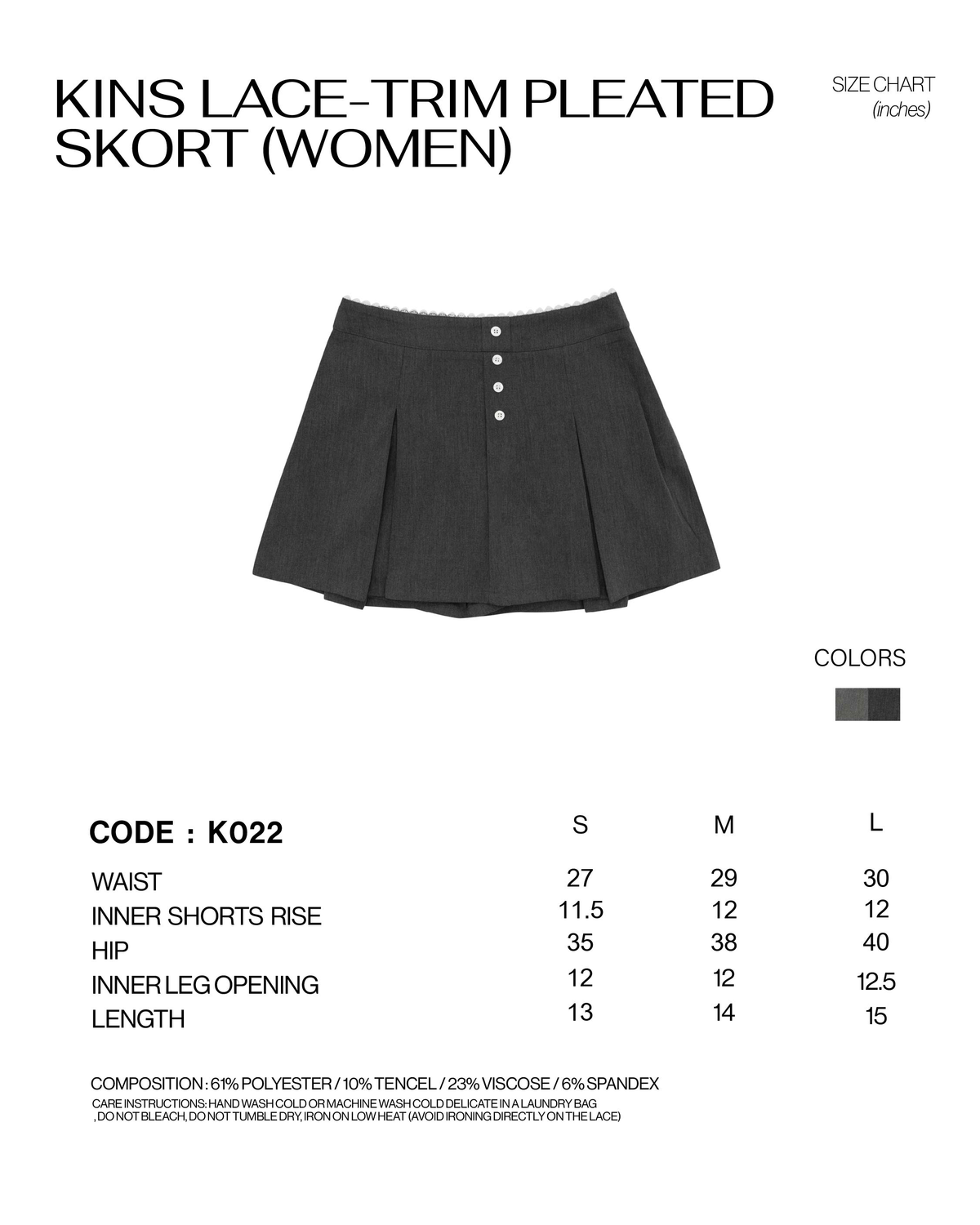 KINS 19 STUDIO |  KINS Lace-Trim Pleated Skort [K022]