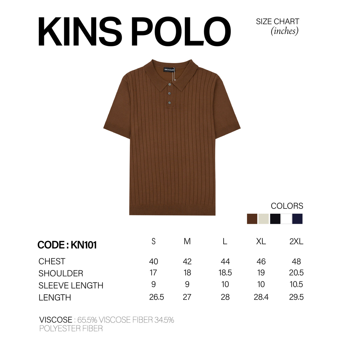 KINS | POLO KN101 size chart