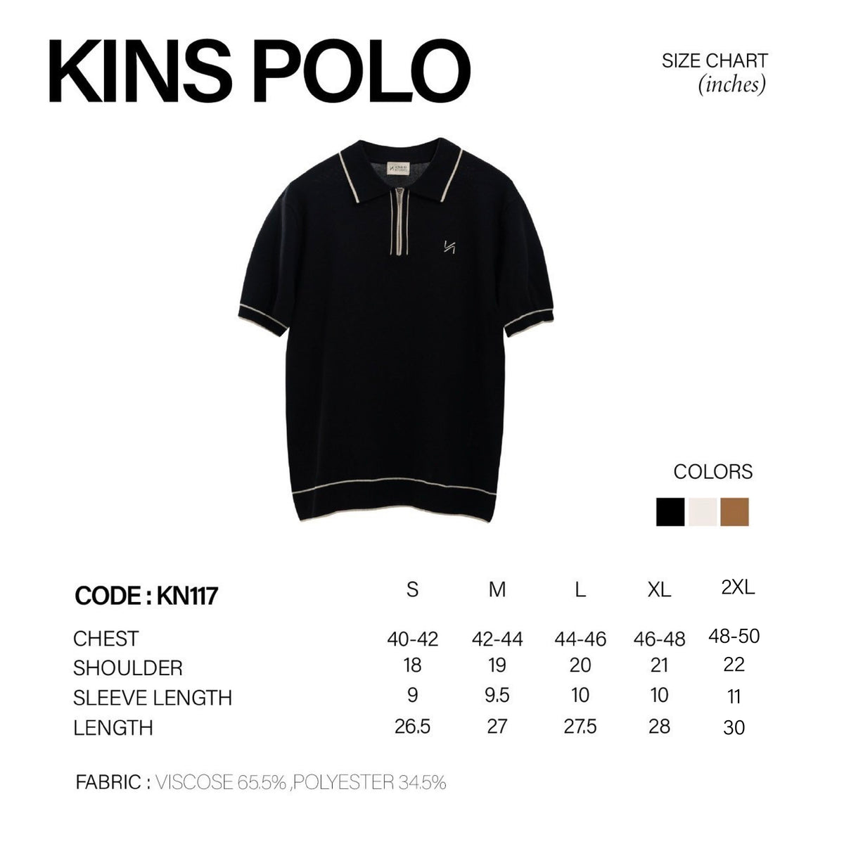 KINS | POLO KN117 size chart