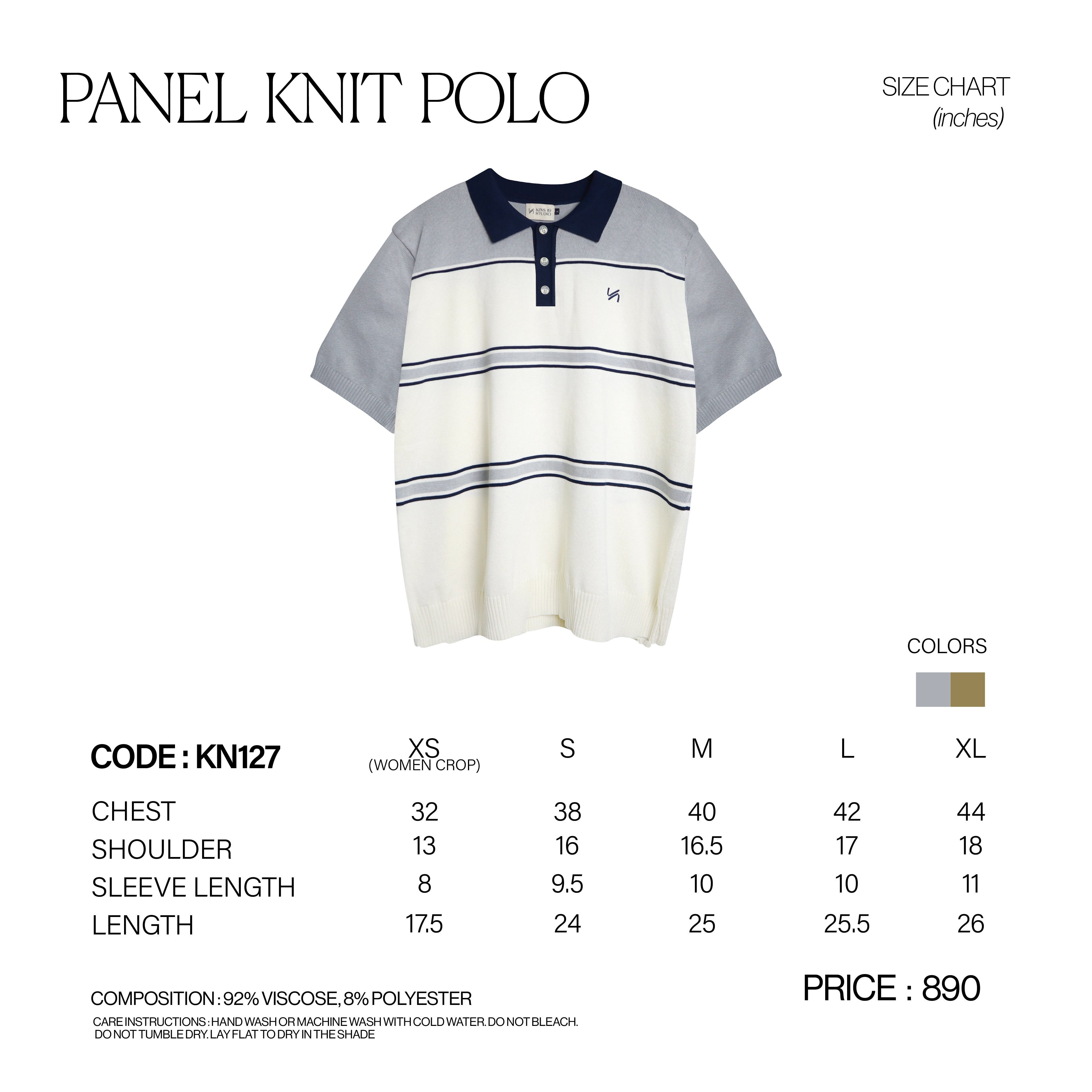 KINS 19 STUDIO | PANEL KNIT POLO [KN127]