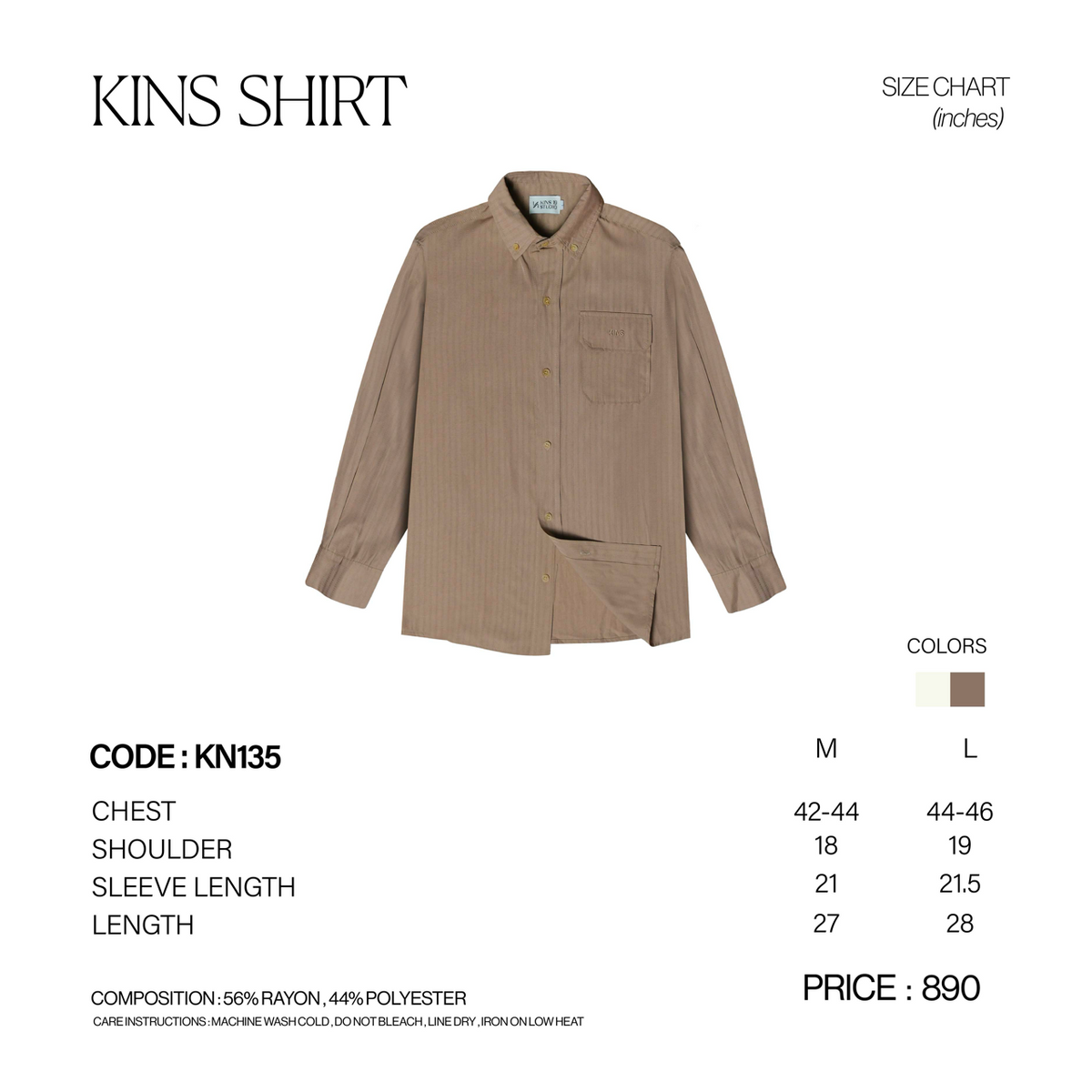 LINEAR TEXTURE SHIRT [KN135] size chart