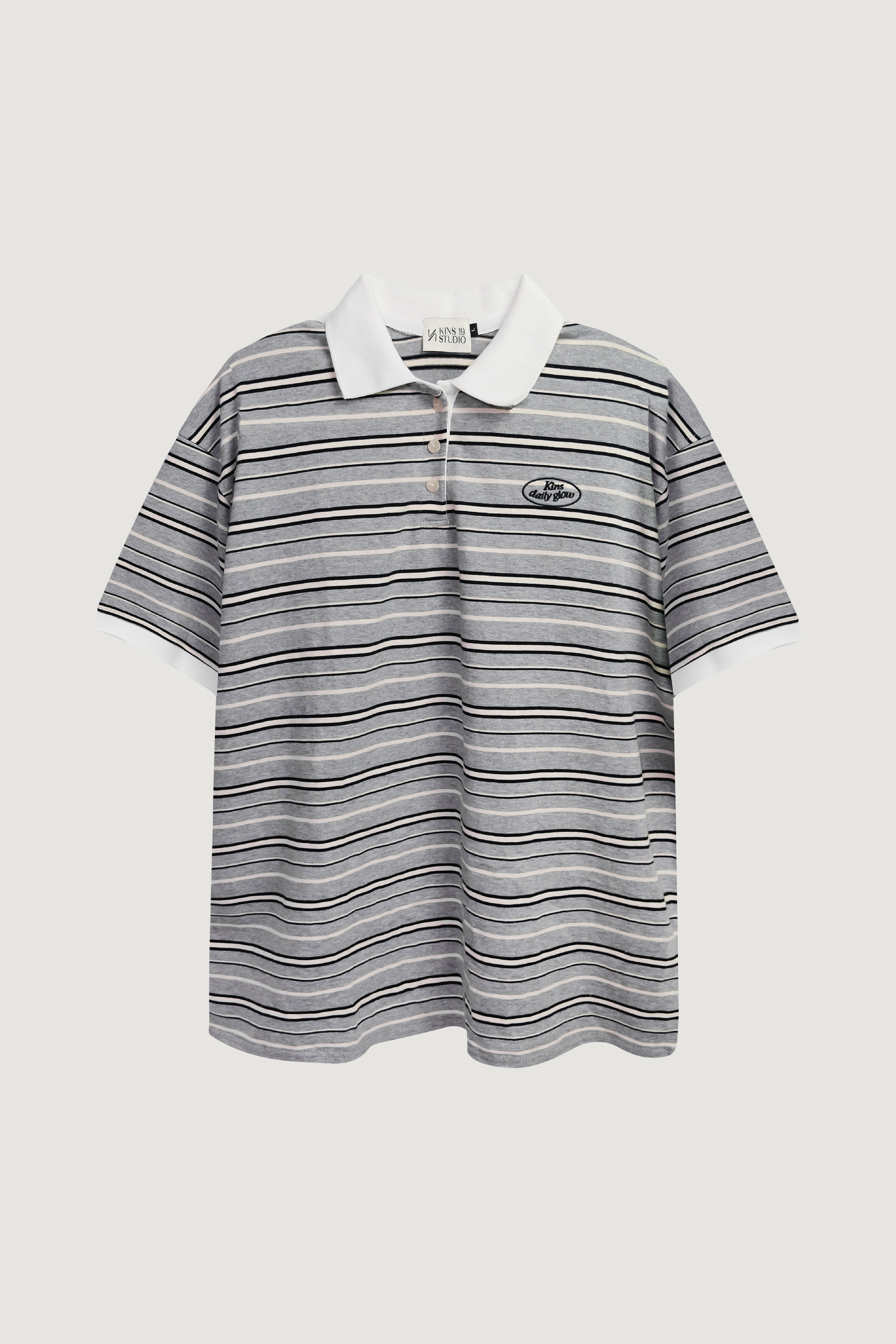 KINS 19 STUDIO |  DAILY GLOW STRIPE POLO [KN136]