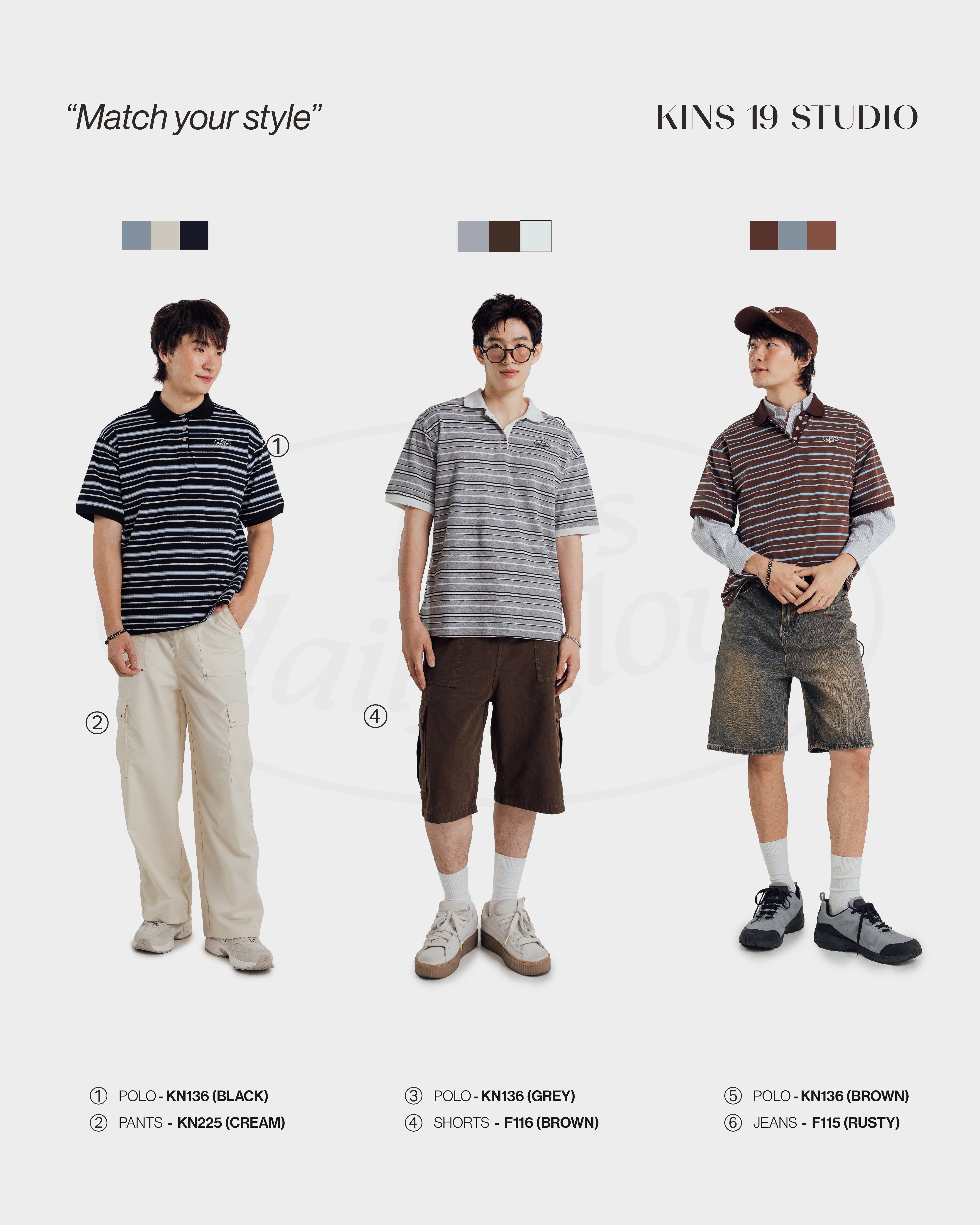 KINS 19 STUDIO |  DAILY GLOW STRIPE POLO [KN136]