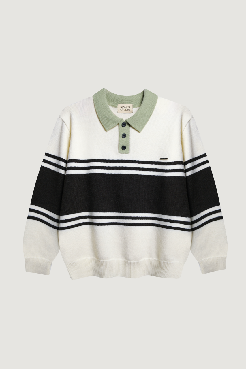 AfterGlow Stripes Polo Sweater [KN139]