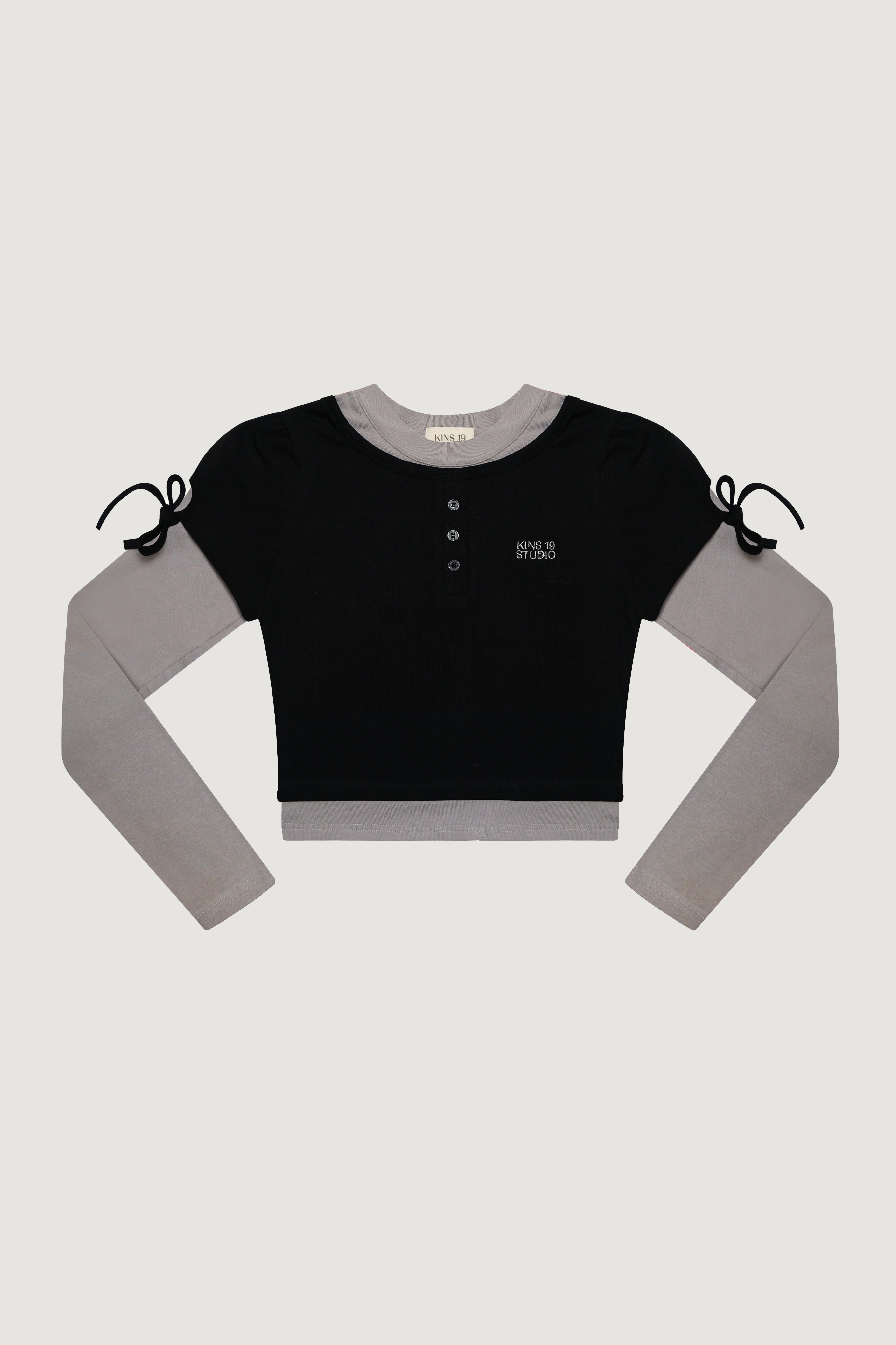 KINS 19 STUDIO | KINS Ribbon Sleeve Henley Top [KN143]