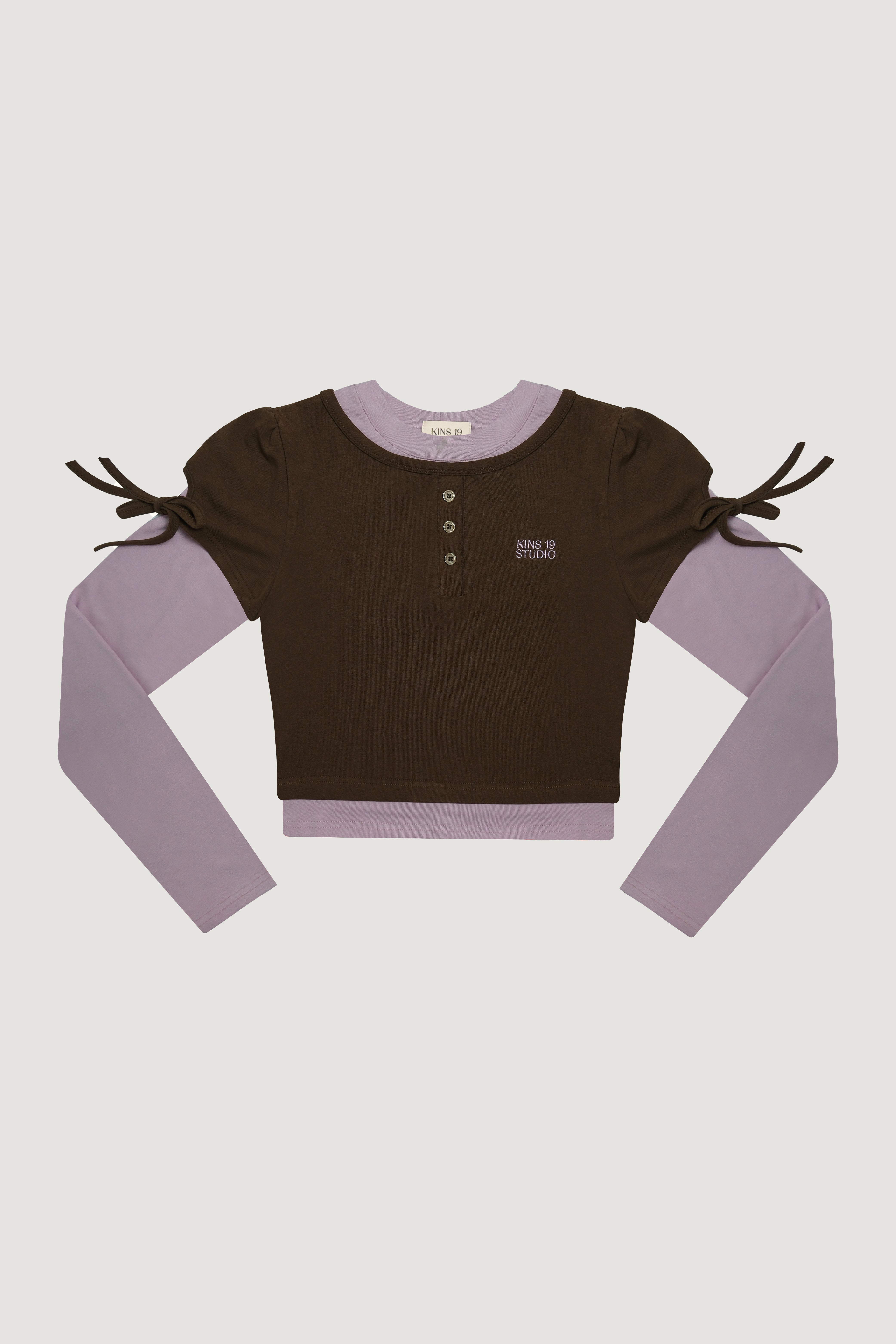 KINS 19 STUDIO | KINS Ribbon Sleeve Henley Top [KN143]