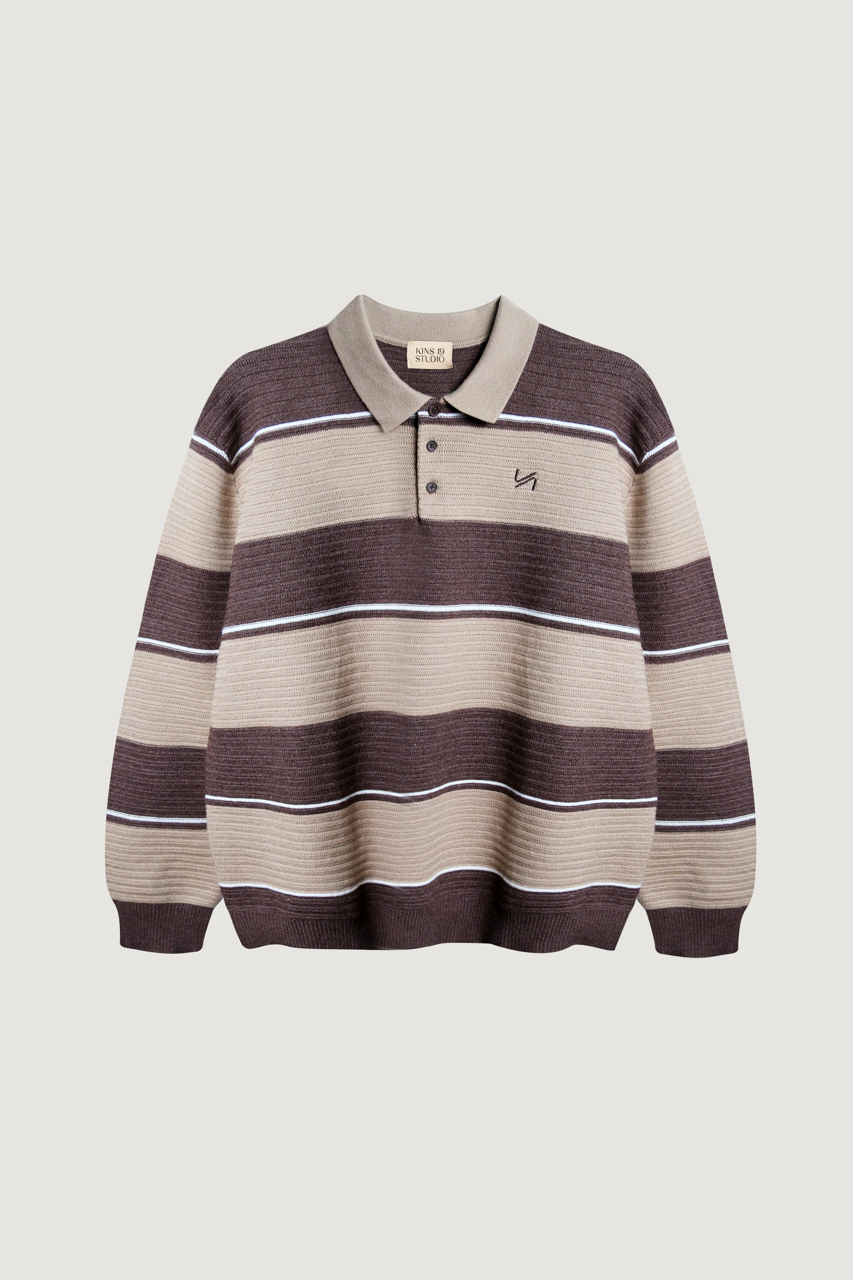 KINS Stripe Knit Polo Sweater [KN144]