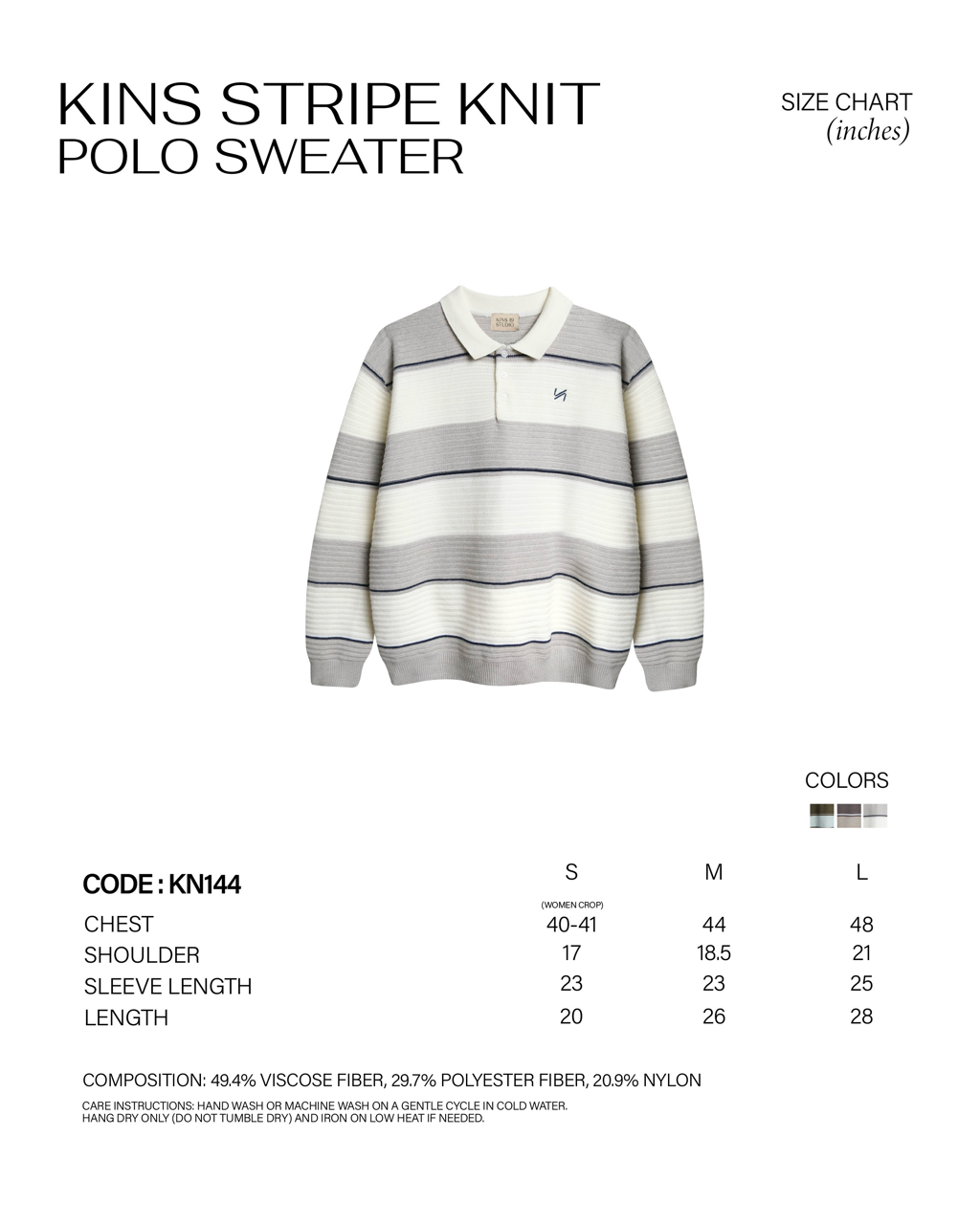 KINS Stripe Knit Polo Sweater [KN144]