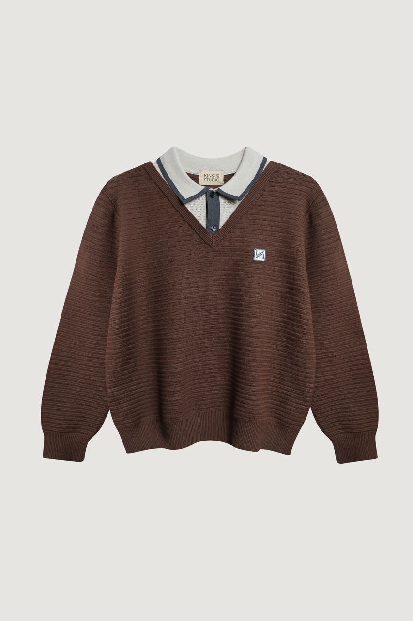 KINS 19 STUDIO | KINS Layered Polo Sweater [KN145]