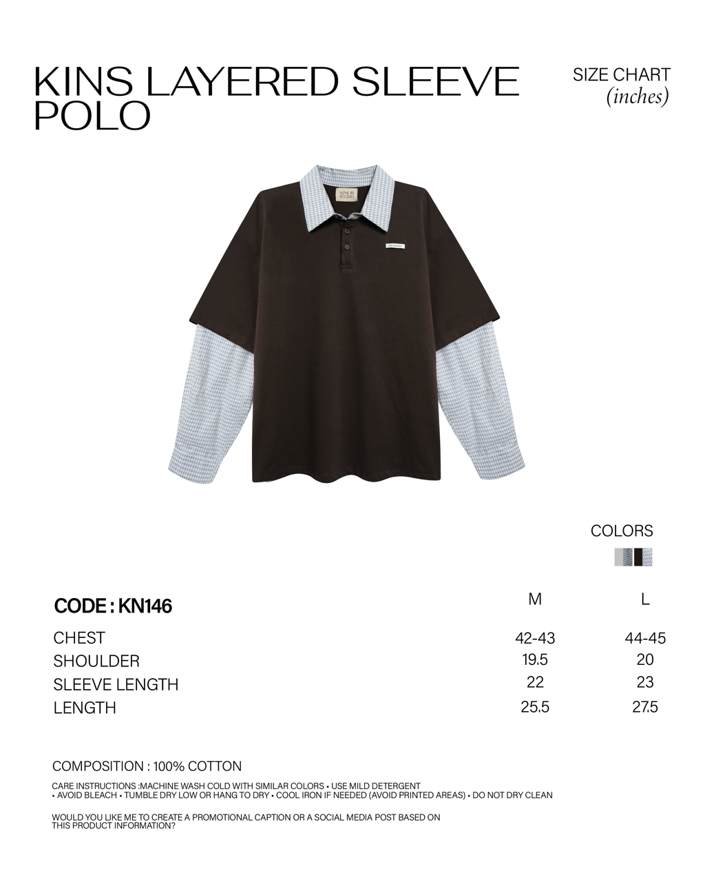KINS Layered Sleeve Polo [KN146]