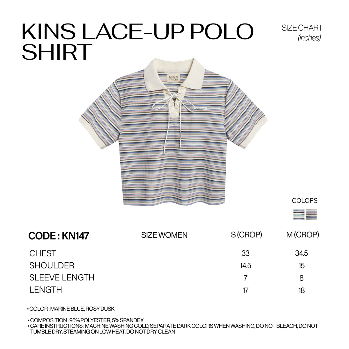 เสื้อโปโลผูกเชือก KINS [KN147] size chart