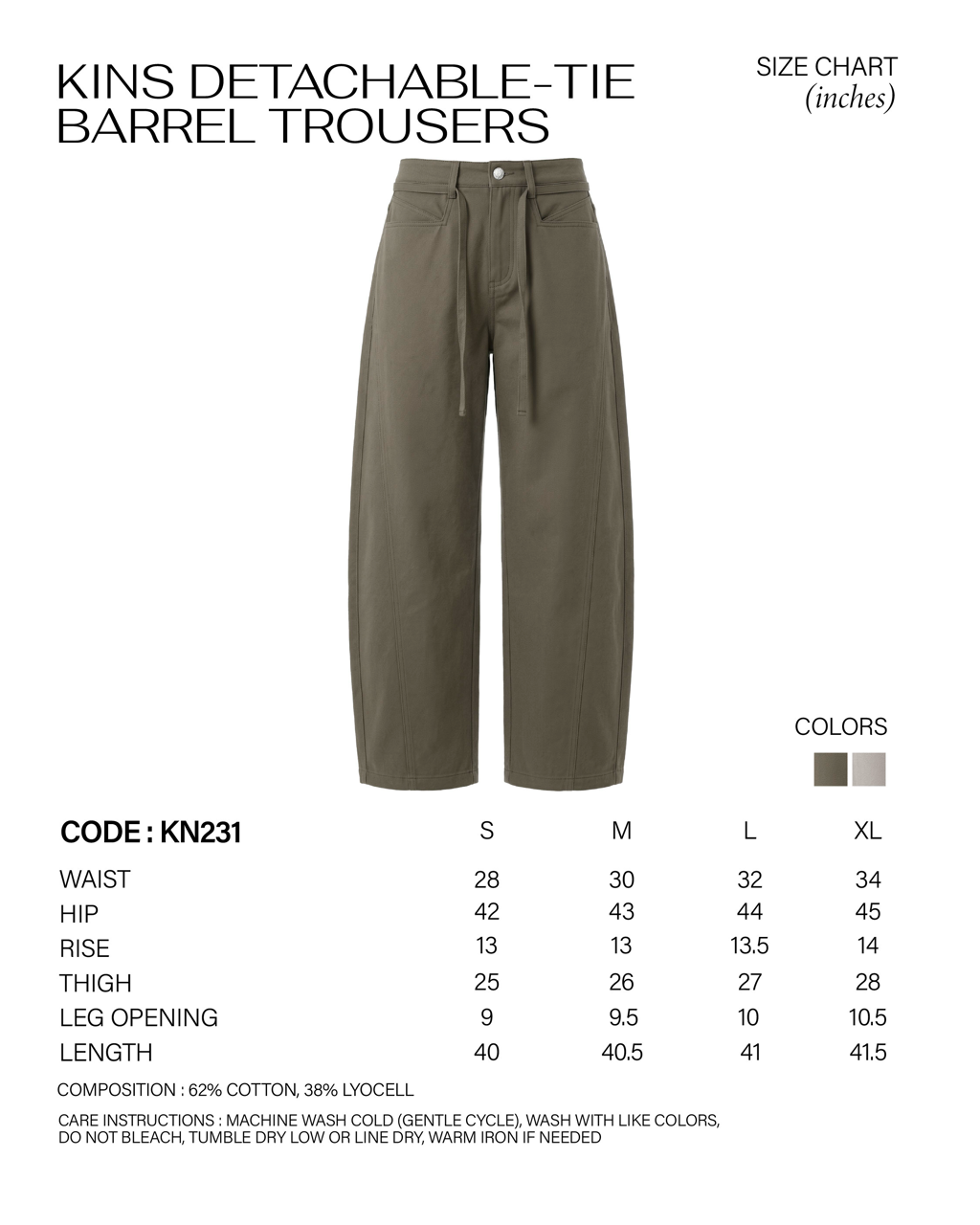 KINS 19 STUDIO |  KINS Detachable-Tie Barrel Trousers [KN231]